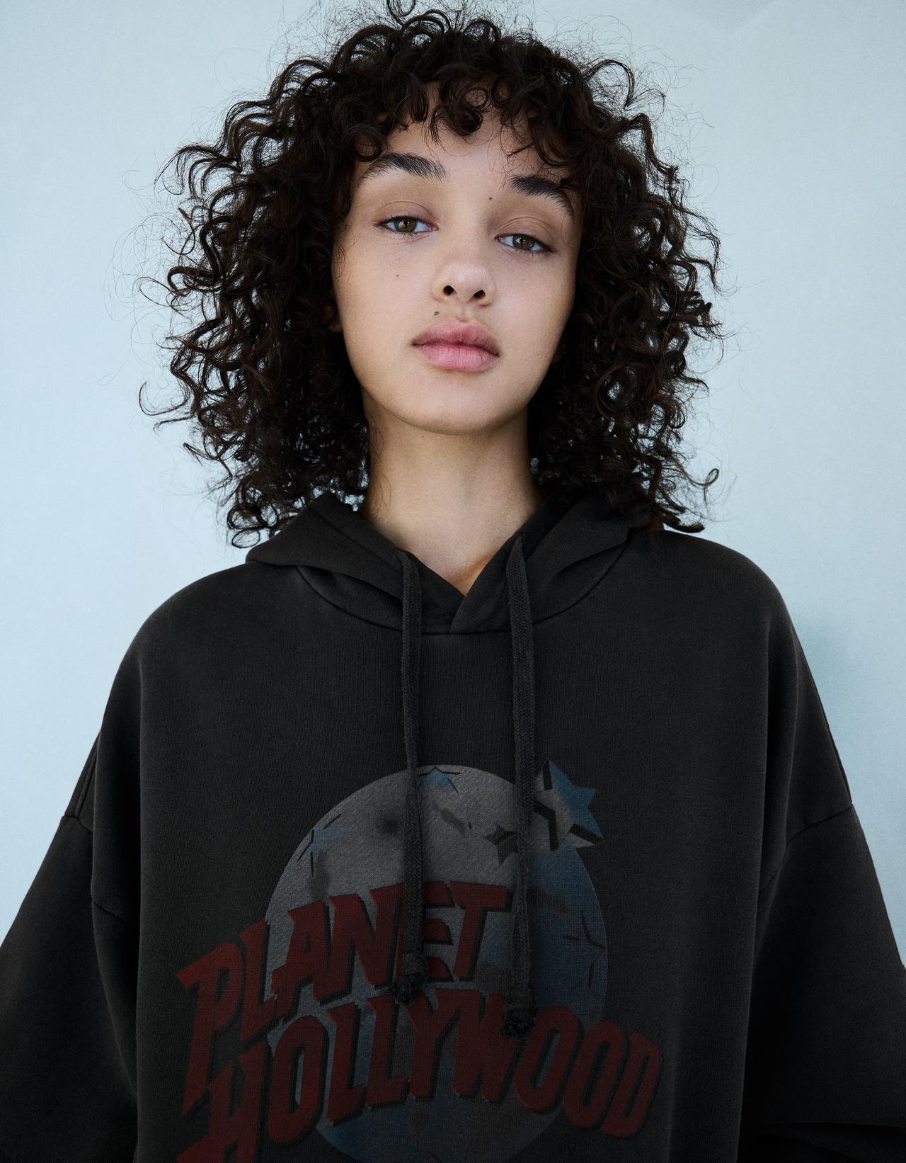Washed hood sweatshirt PLANET HOLLYWOOD — Grey