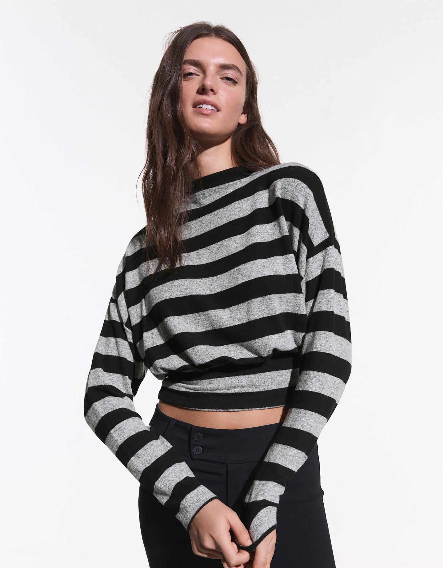 Bershka sweter półgolf typu perkins ciemnoszary