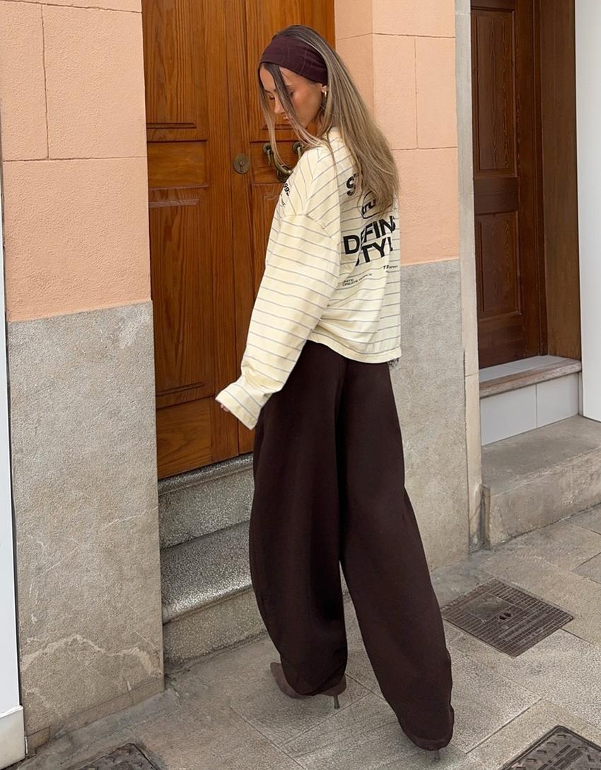 Oversize-Langarmshirt mit Print-Gelb