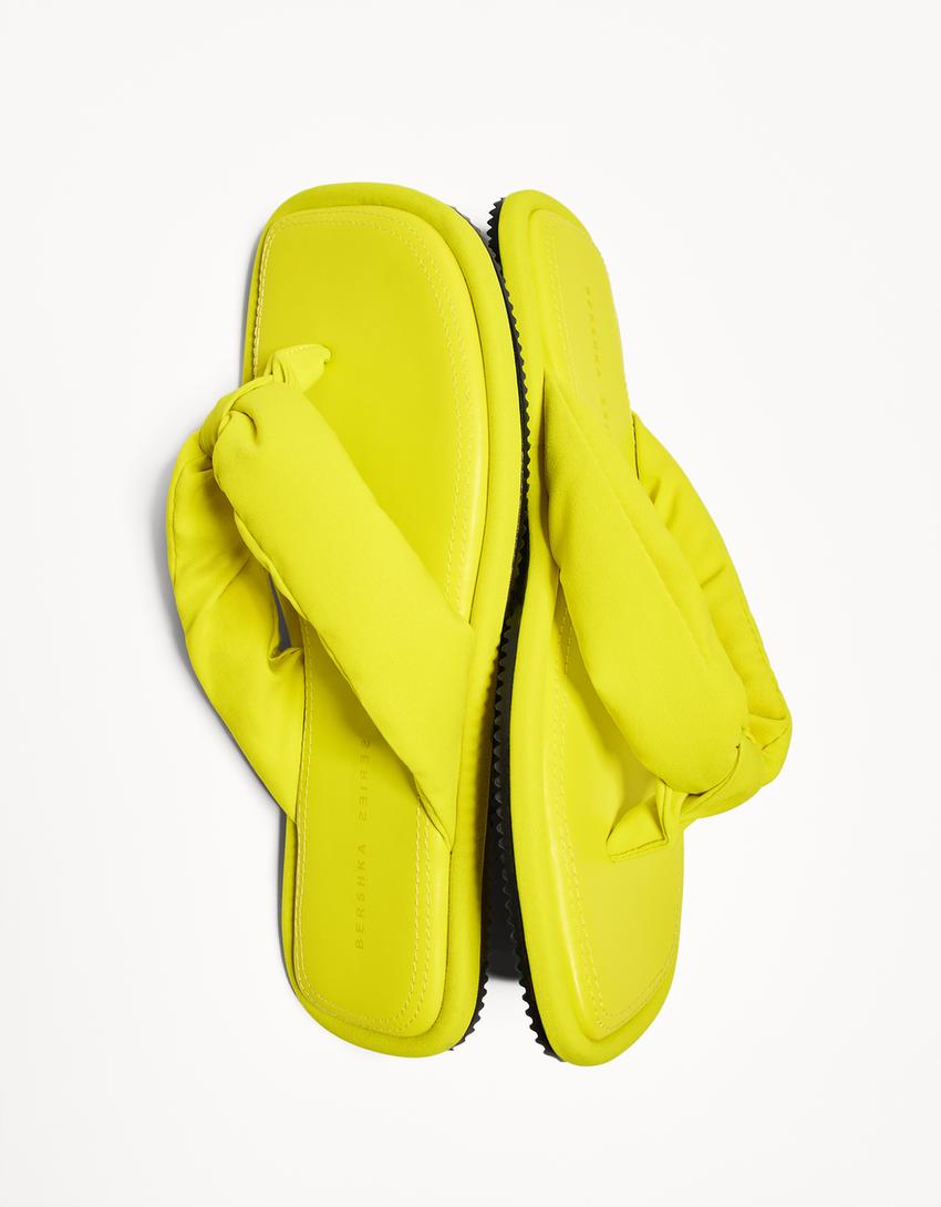 Flade sandaler i stof-Limegrøn-3