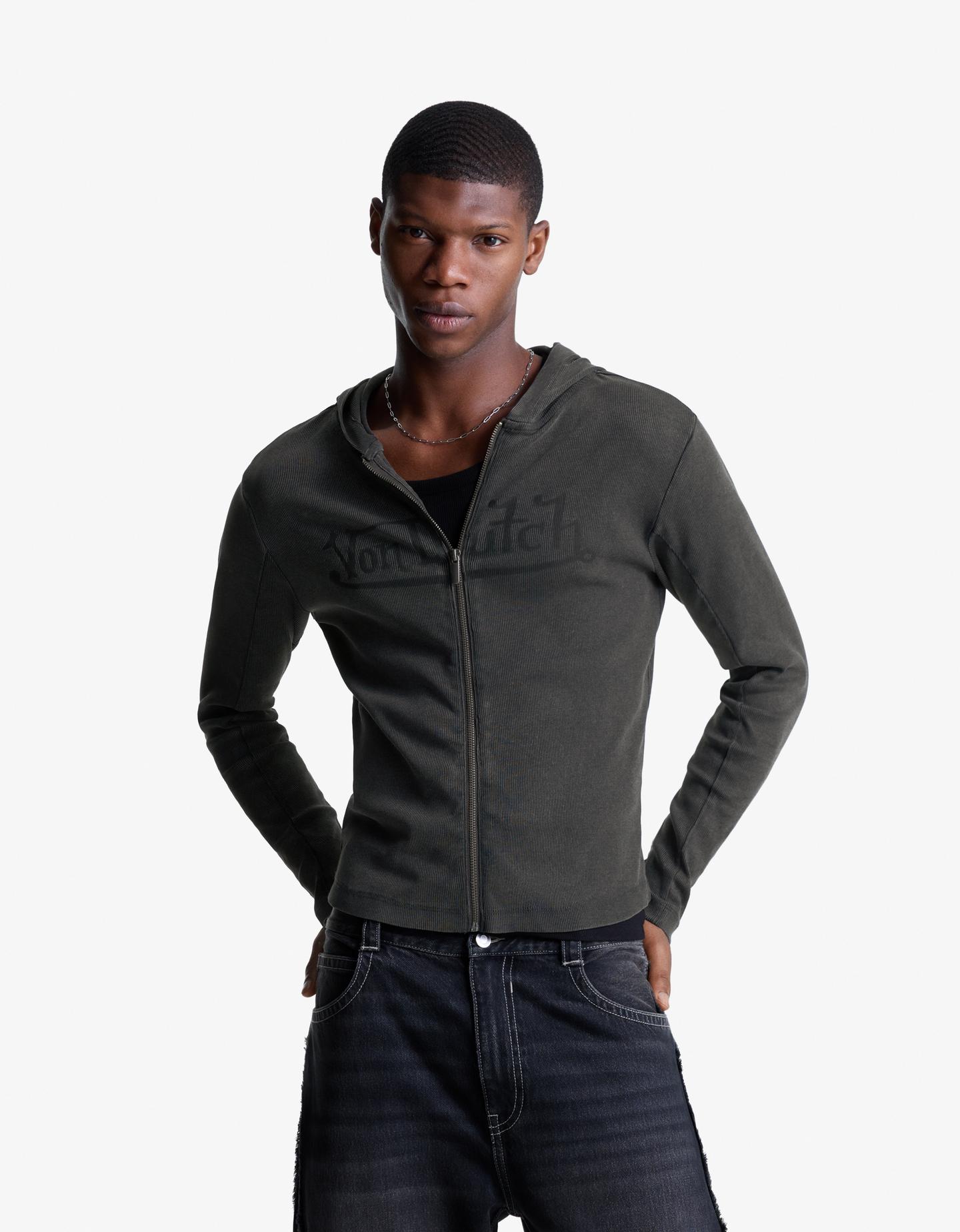 Bershka bluza von dutch z suwakiem szary