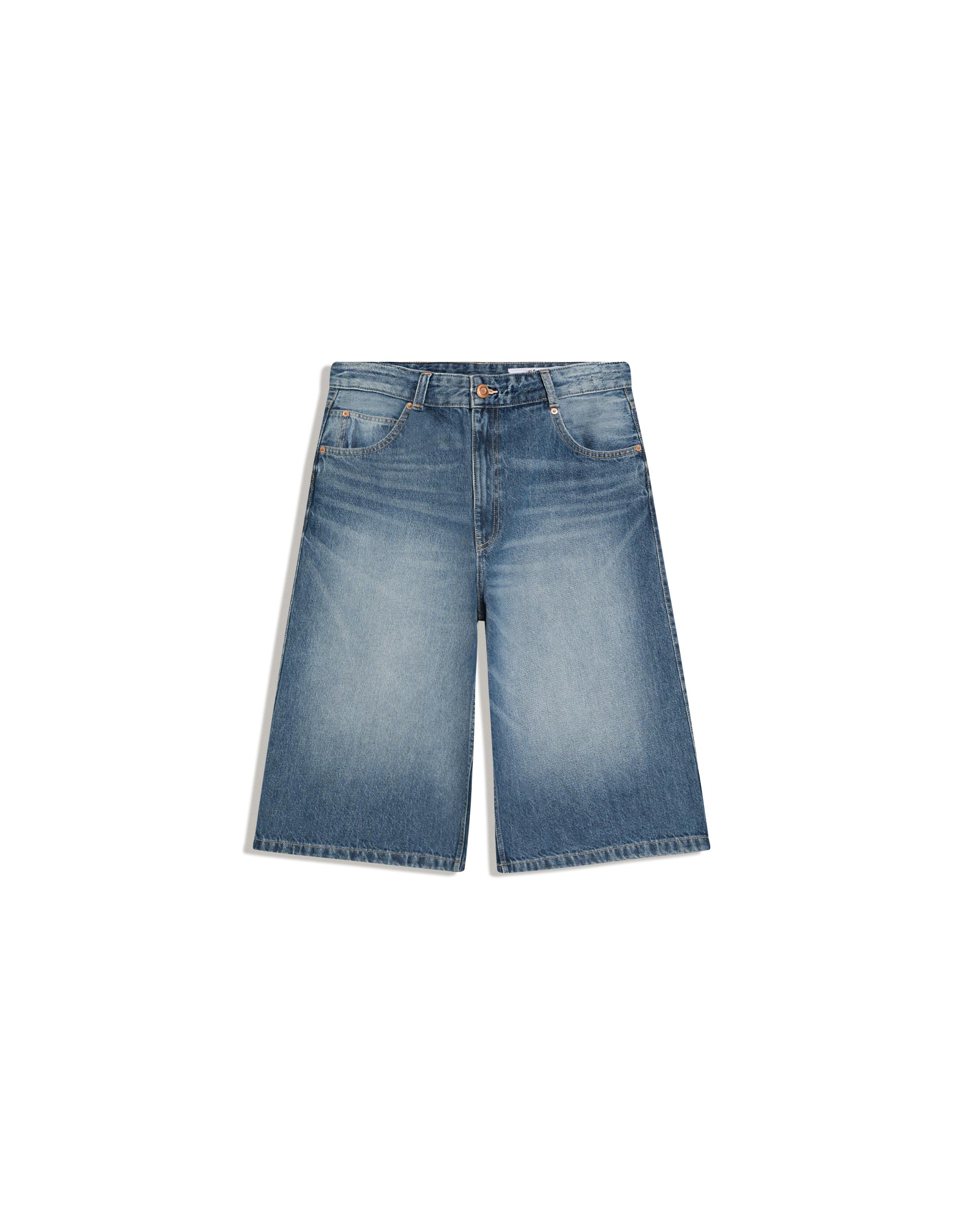 Super baggy denim Bermuda shorts — Light blue