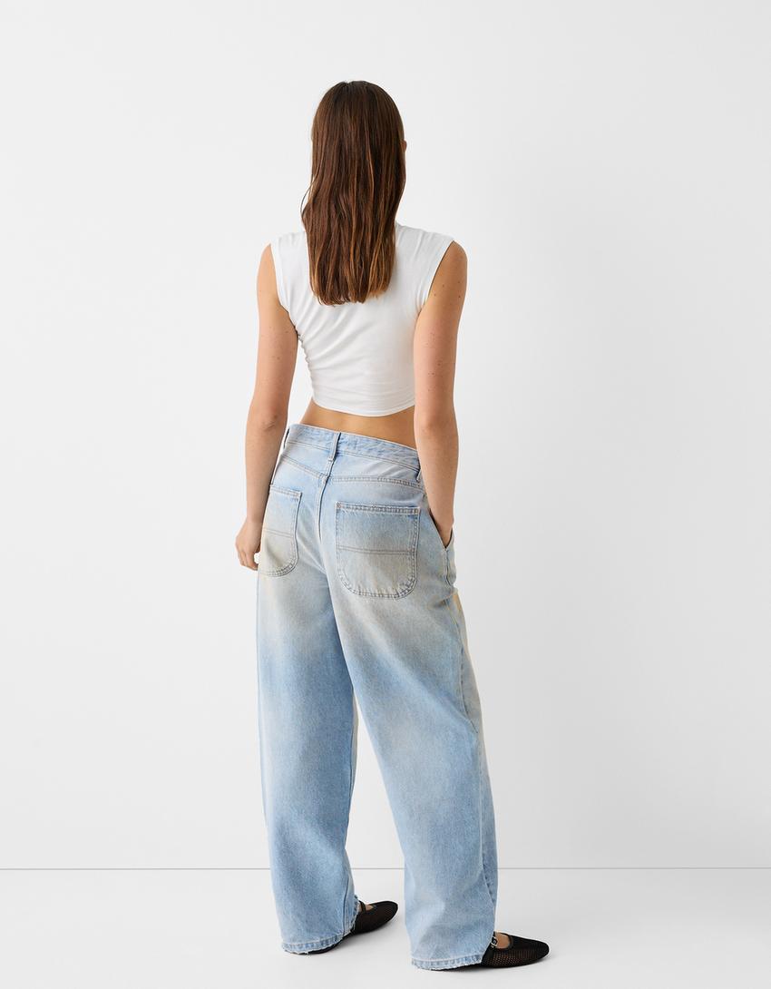 Jean skater fit effet délavé-Bleu clair-2