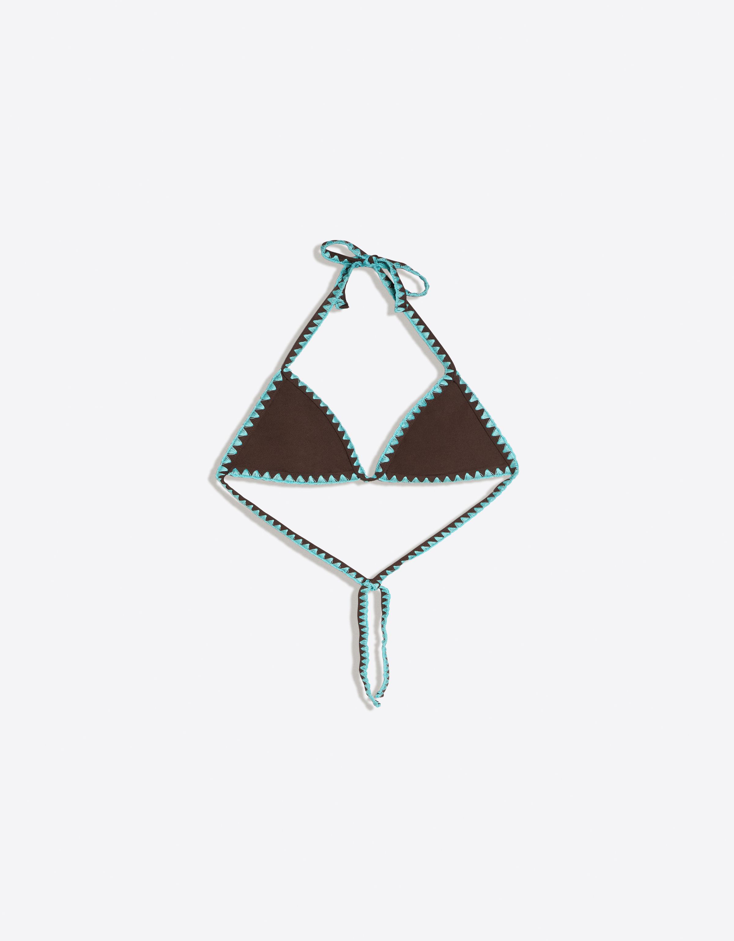 Contrast stitch bikini top — Brown