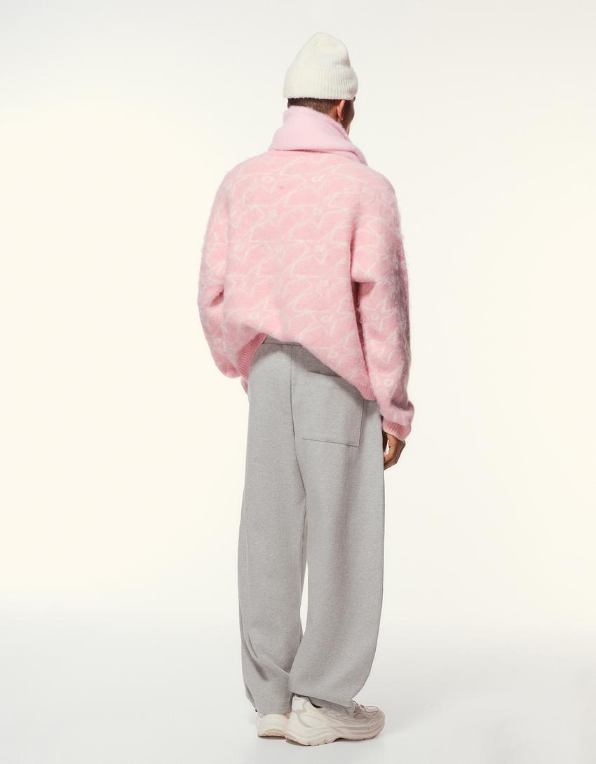 Pantalon balloon fit interlock-Gris