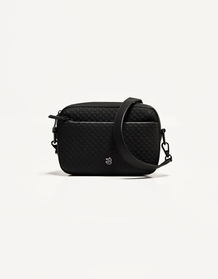 Bolso crossbody engomado monograma-Negro-3