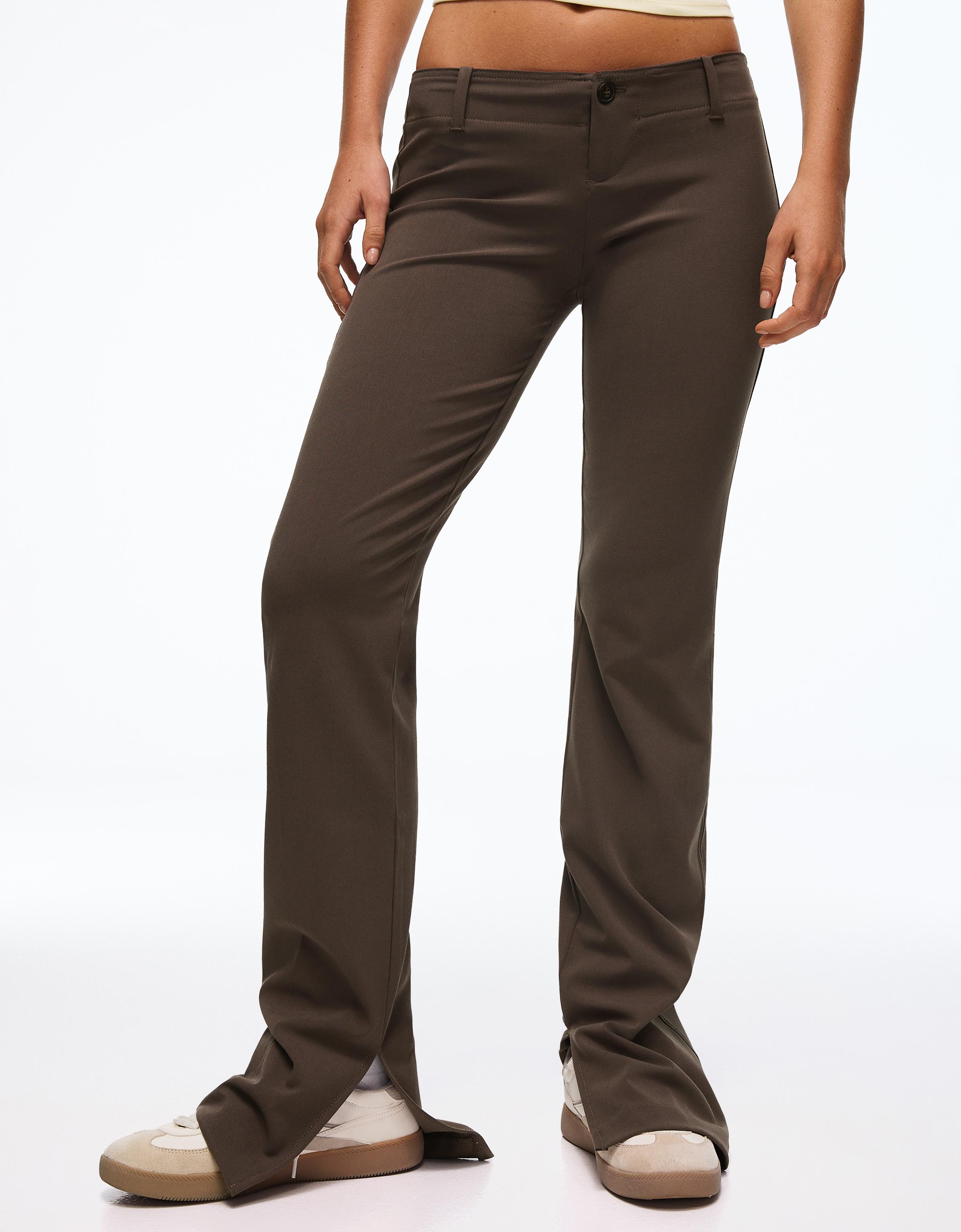 Slim fit low-rise trousers — Brown