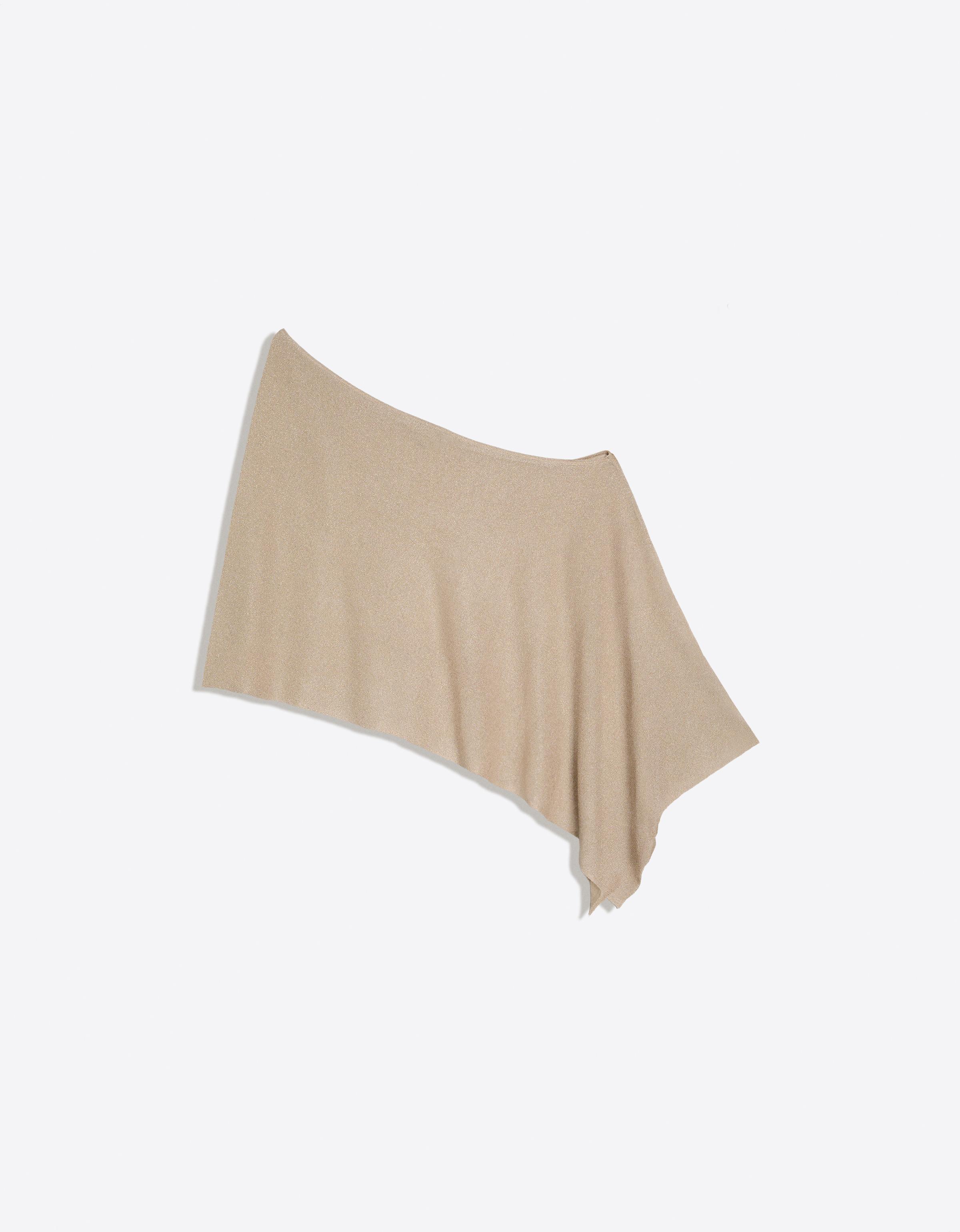 Asymmetric metallic thread cape — Sand