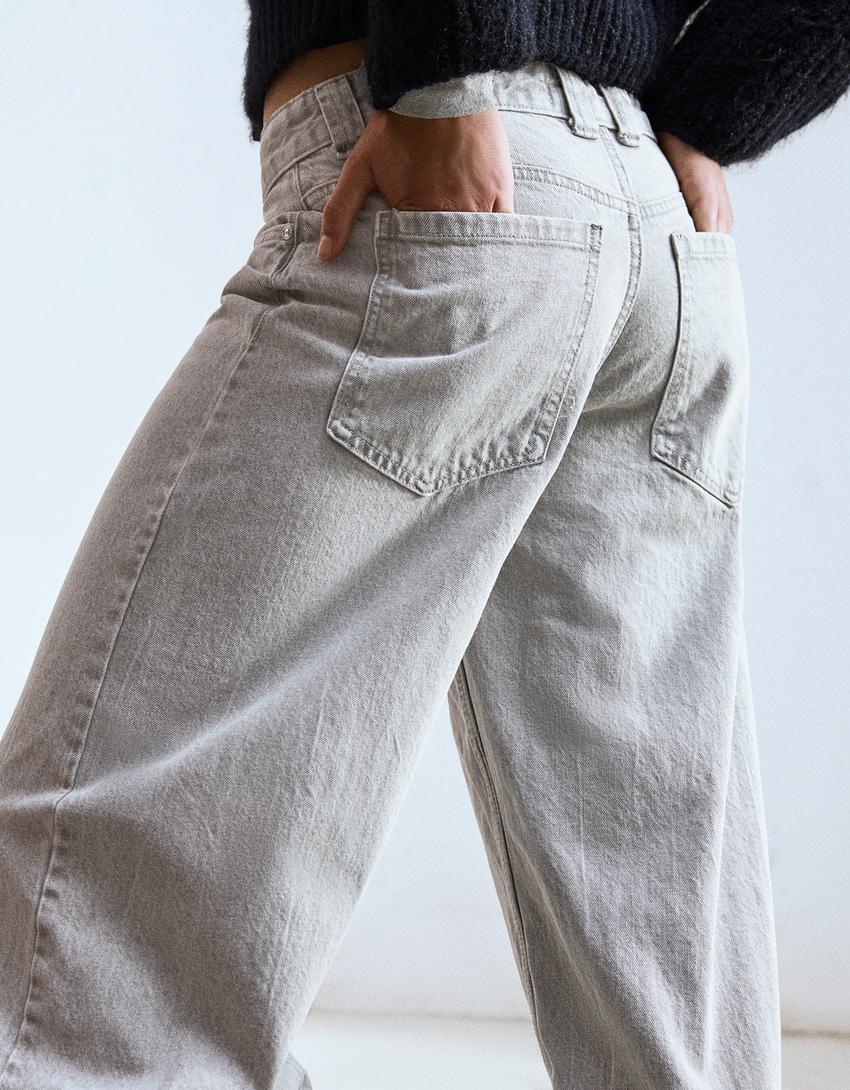 Jeans barrel-Gris