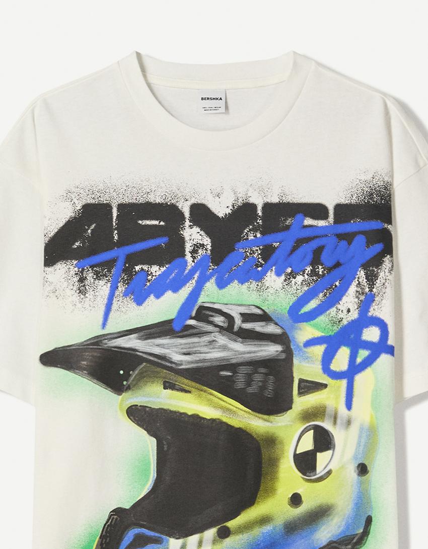 Short sleeve T-shirt with print-Off white-2