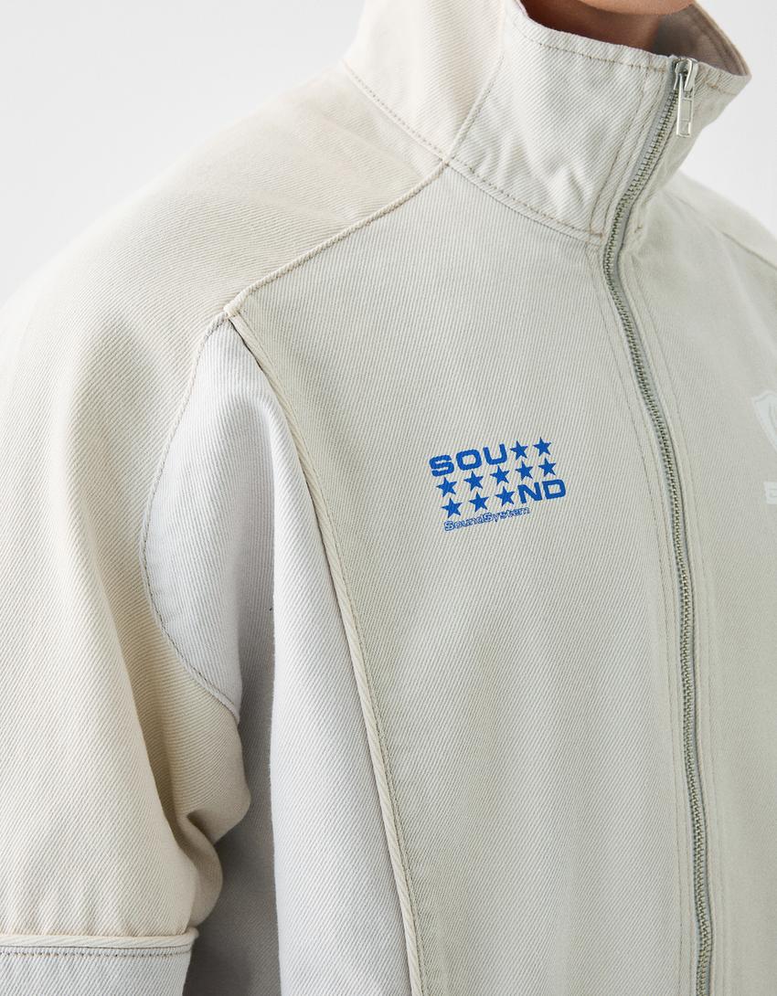 جاكيت بومبر دنيم فضفاض-كريمي-5