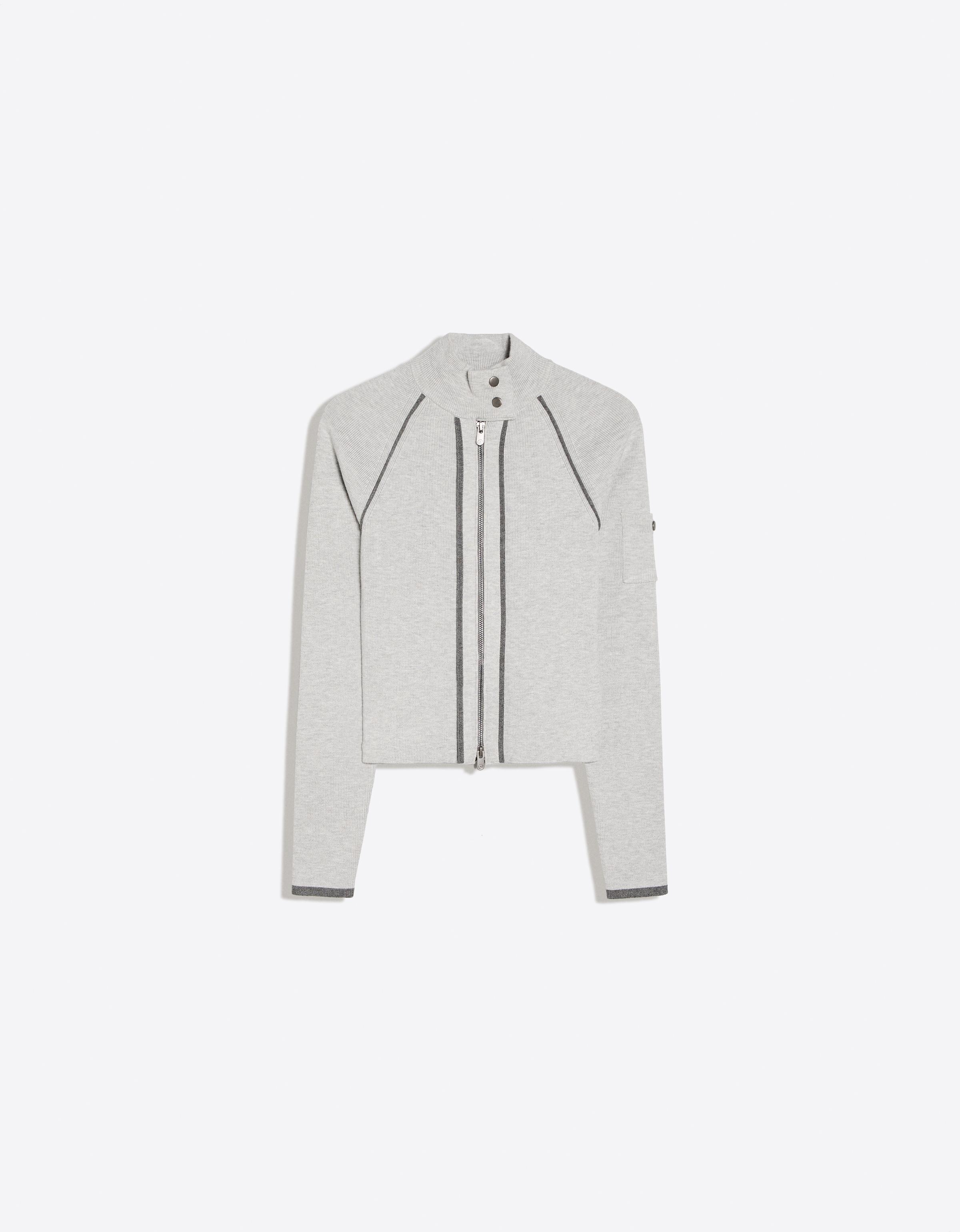 Bershka Chaqueta Cremallera Vivos Contraste Mujer Gris
