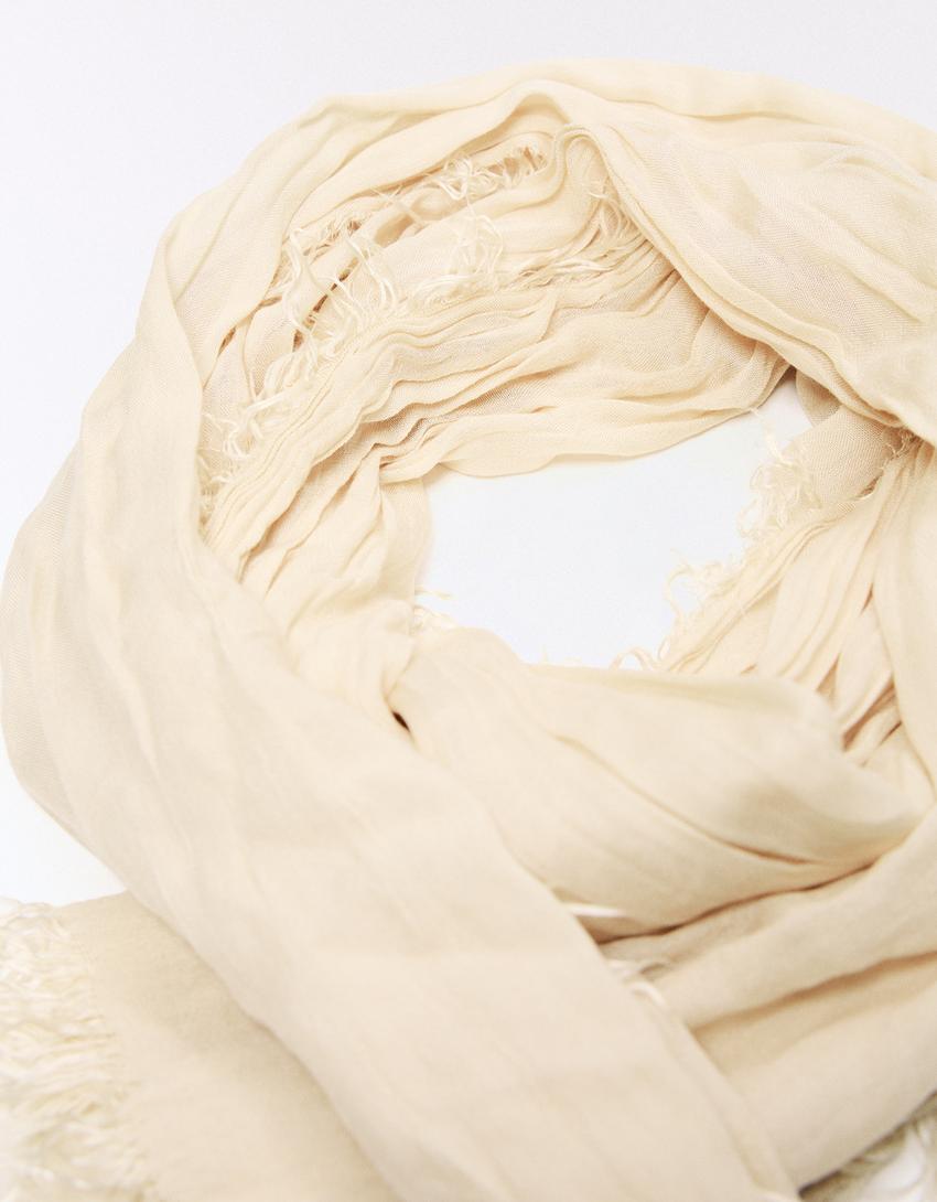 Foulard effiloché soft touch-Écru