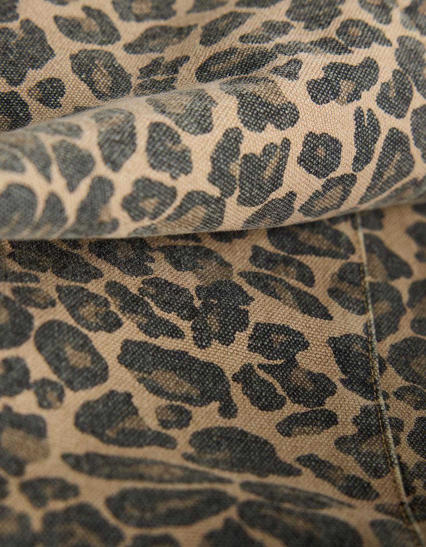 Animal print shopper bag-Brown
