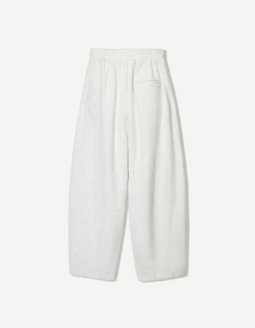 Maxi plush voluminous trousers-Grey-2