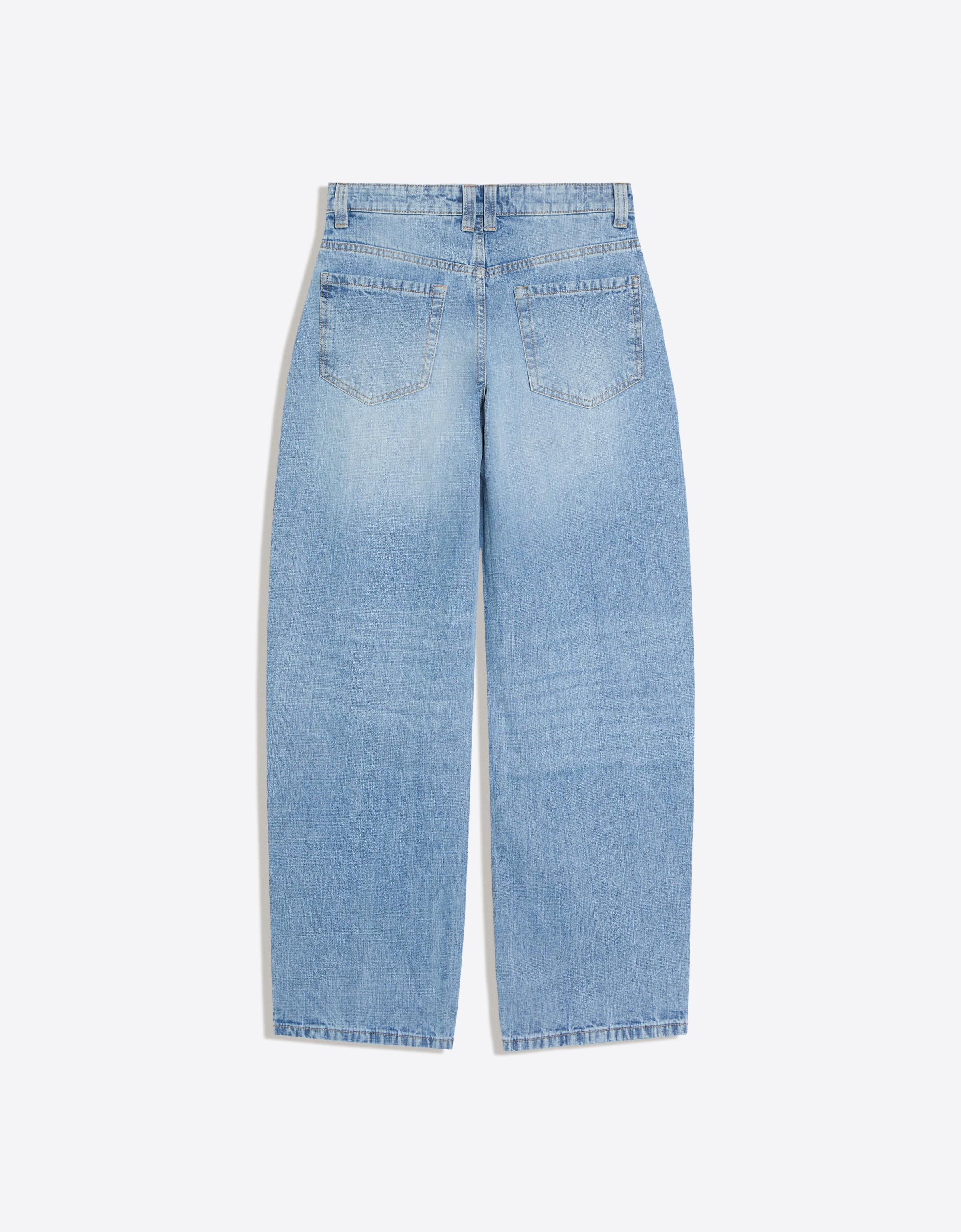 Low-rise baggy barrel jeans — Light blue