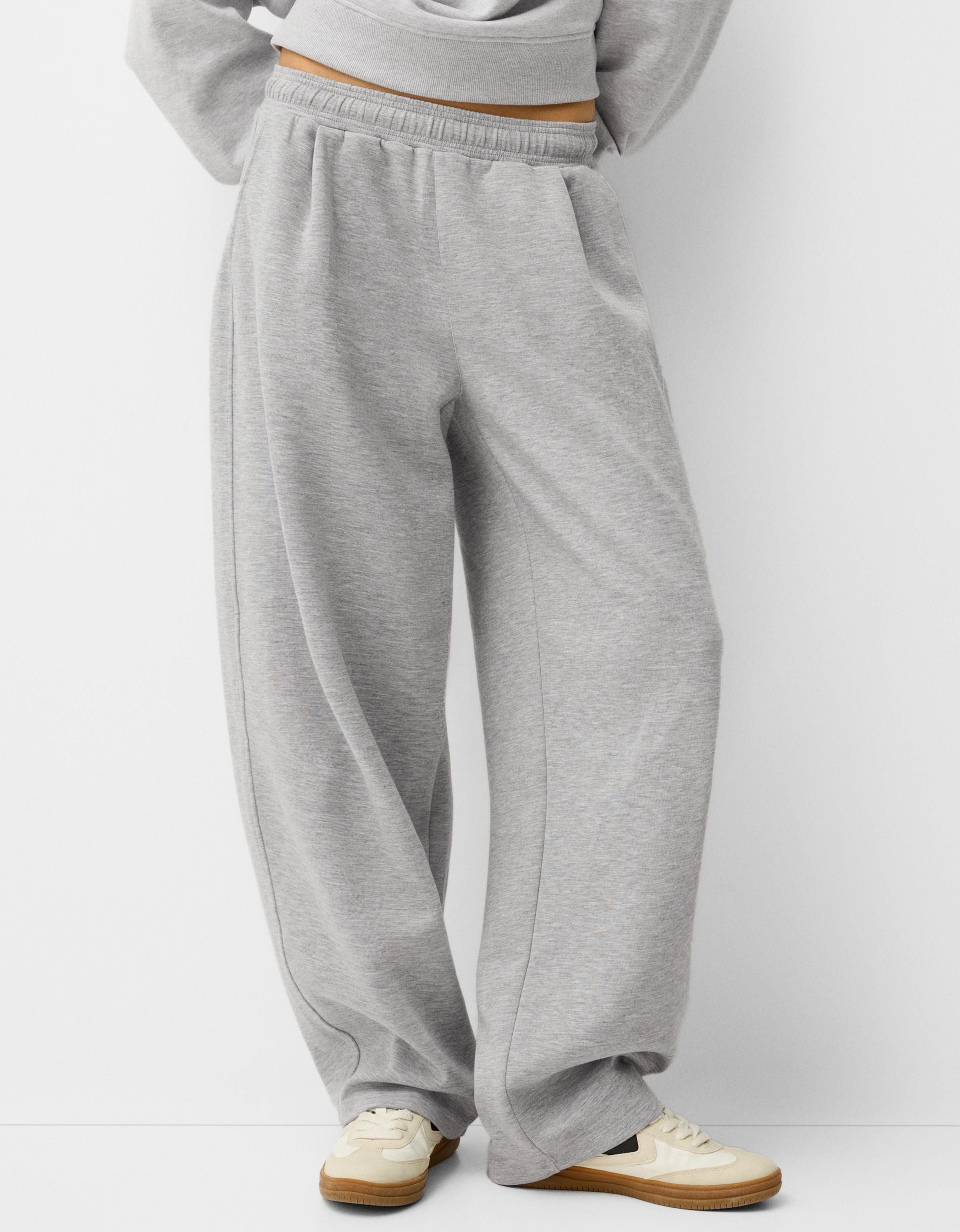 Bershka Hose Aus Fleece Im Balloon Style Mit Bundfalten Damen S Grau