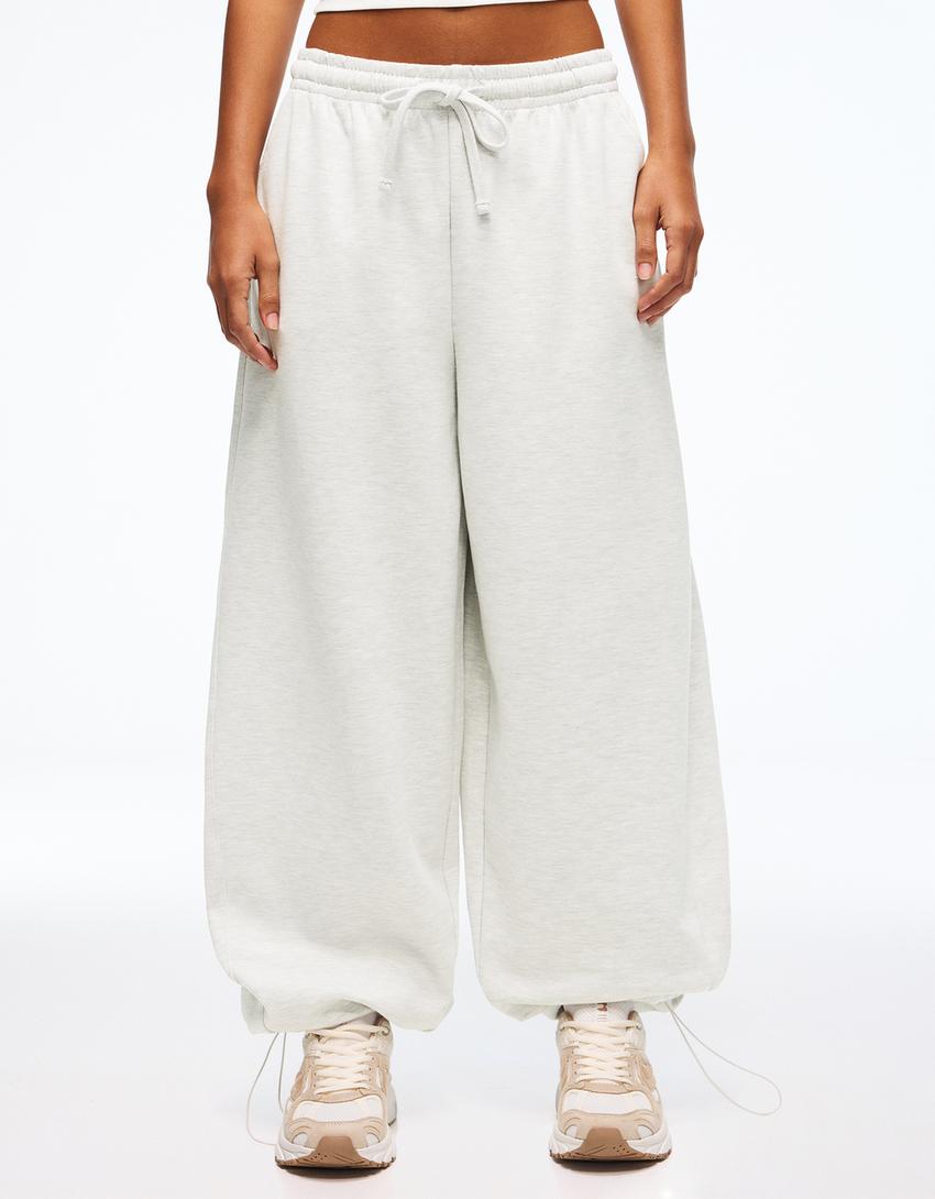 Pantalón barrel felpa stoppers-Gris