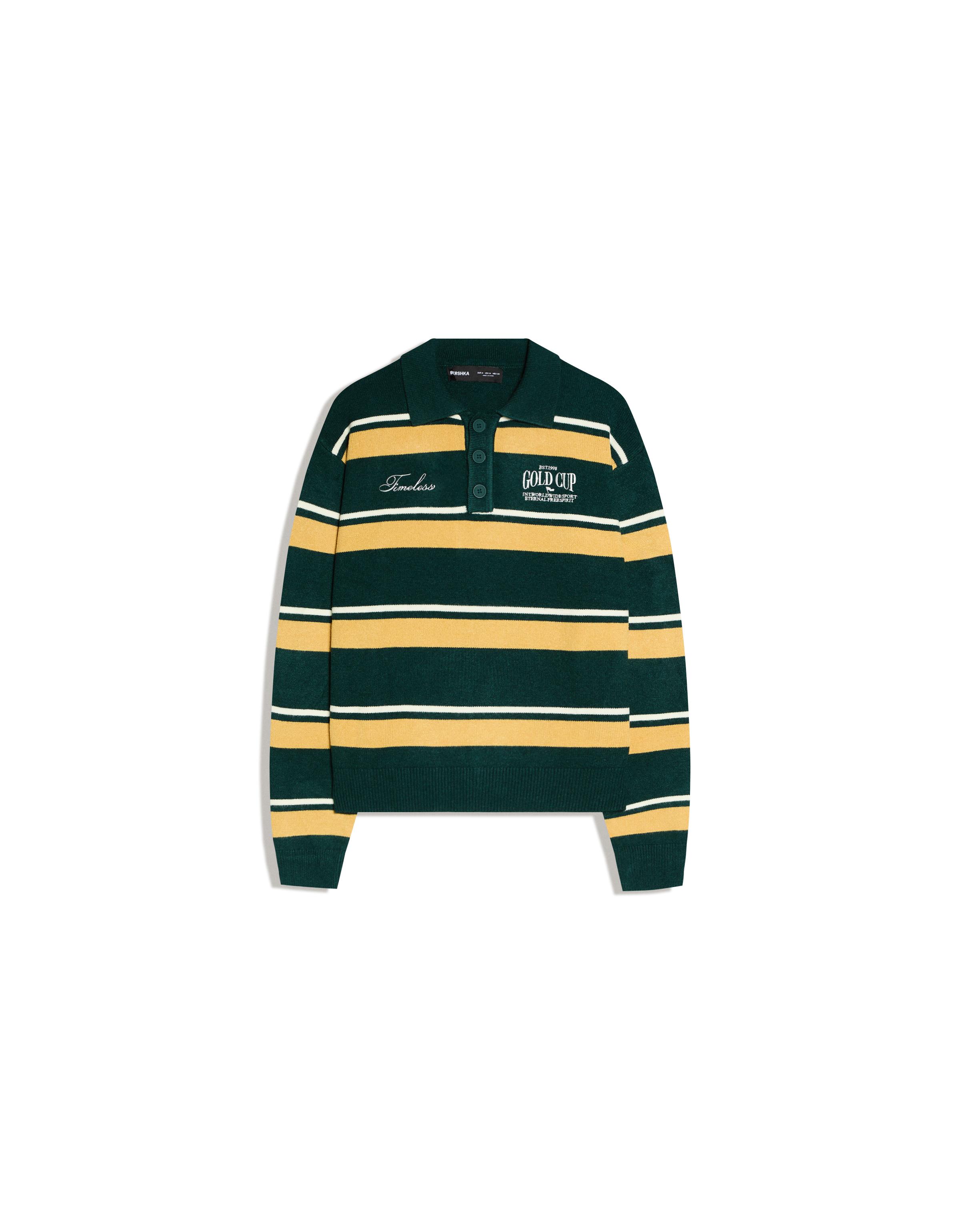 Polo yaka baskılı kazak - Görsel 4