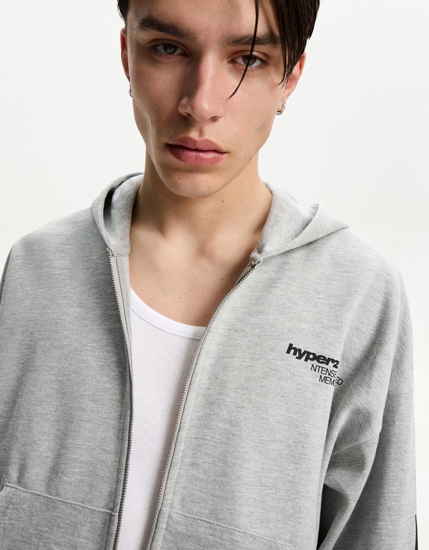 Sudadera cremallera print Hombre Bershka