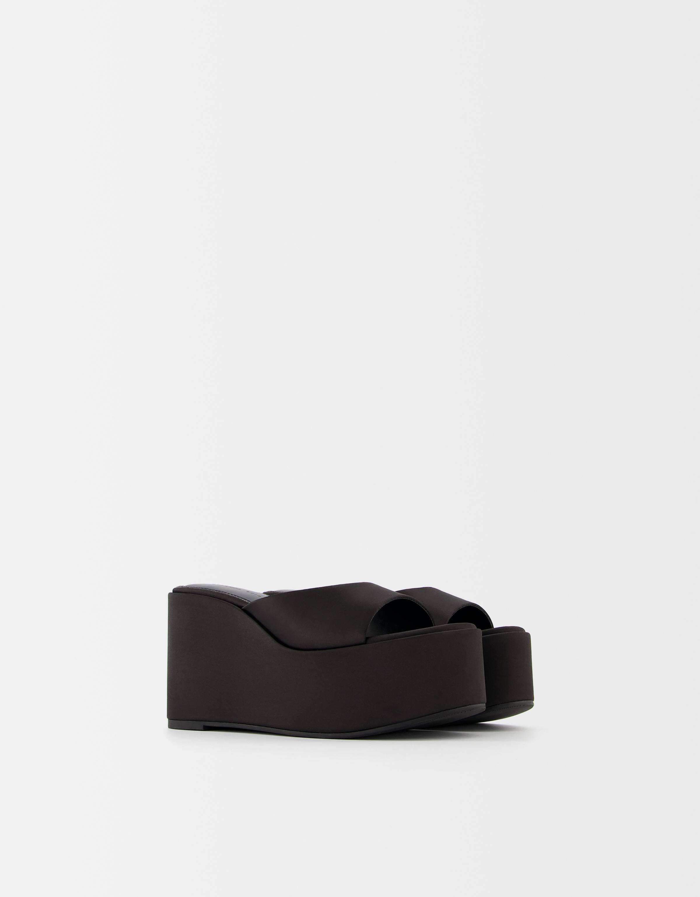 Bershka Sandalen-Pantolette Mit Plateau Damen 38 Schwarz