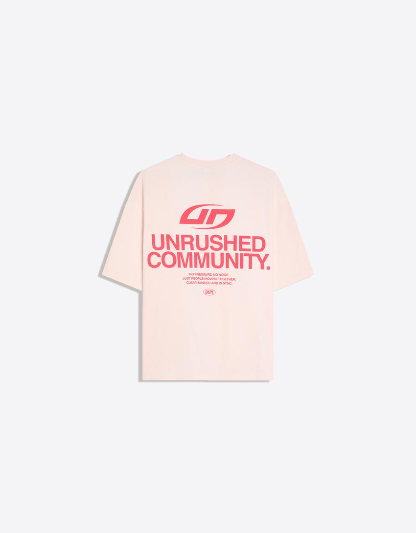 Boxy fit T-shirt with street lettering-Pink