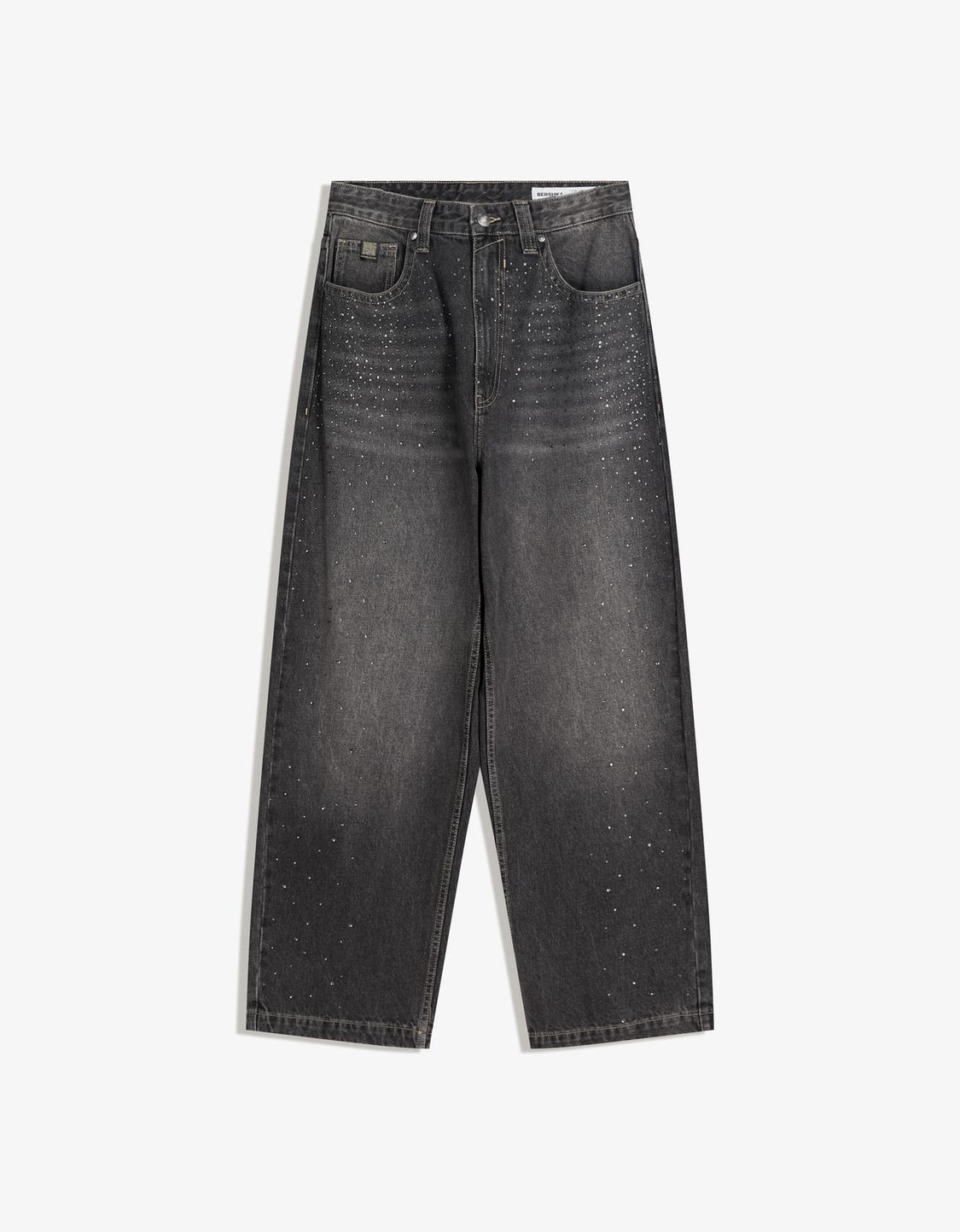 Jeans super baggy fit strass filtro digital