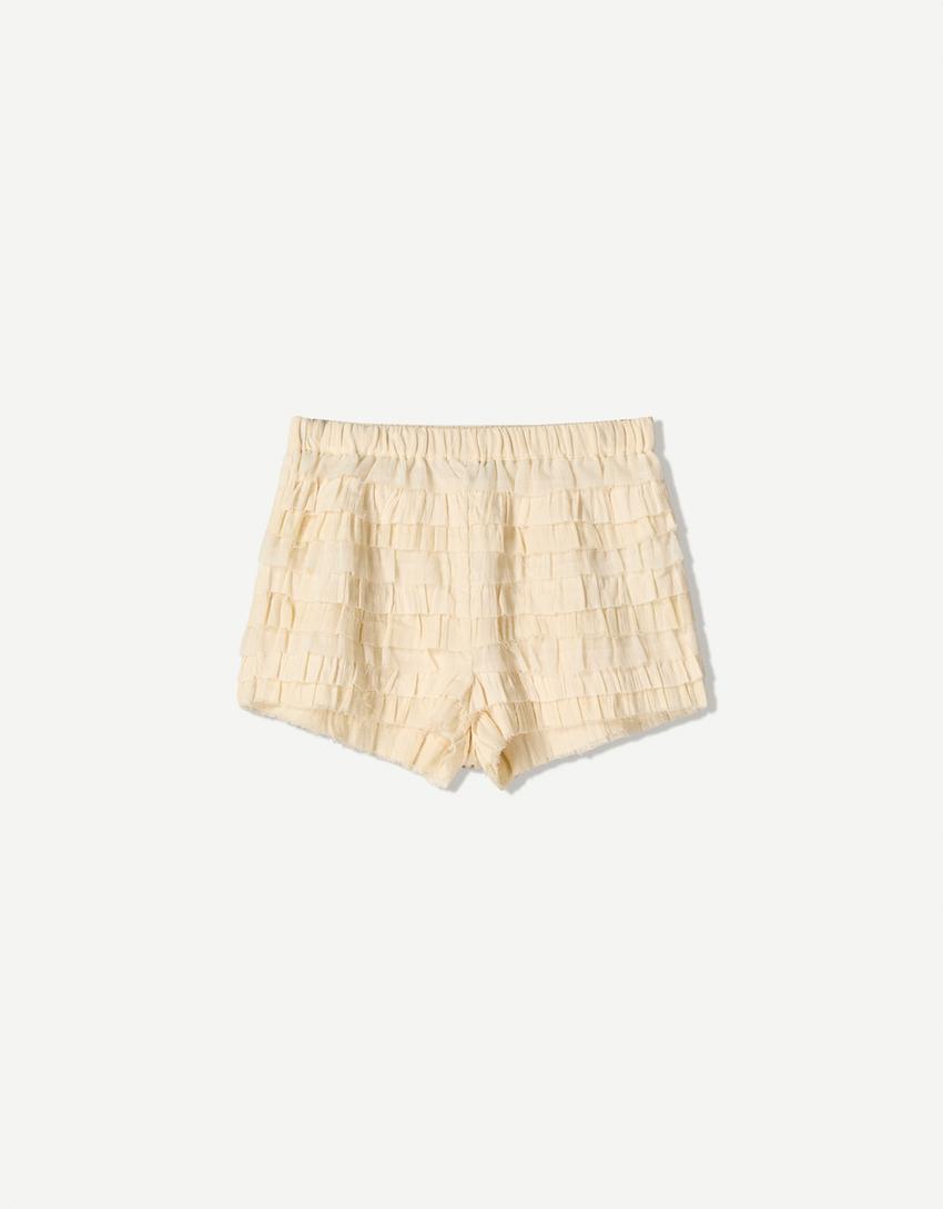 Rustikale Shorts mit Rüschen-Rohweiß-4