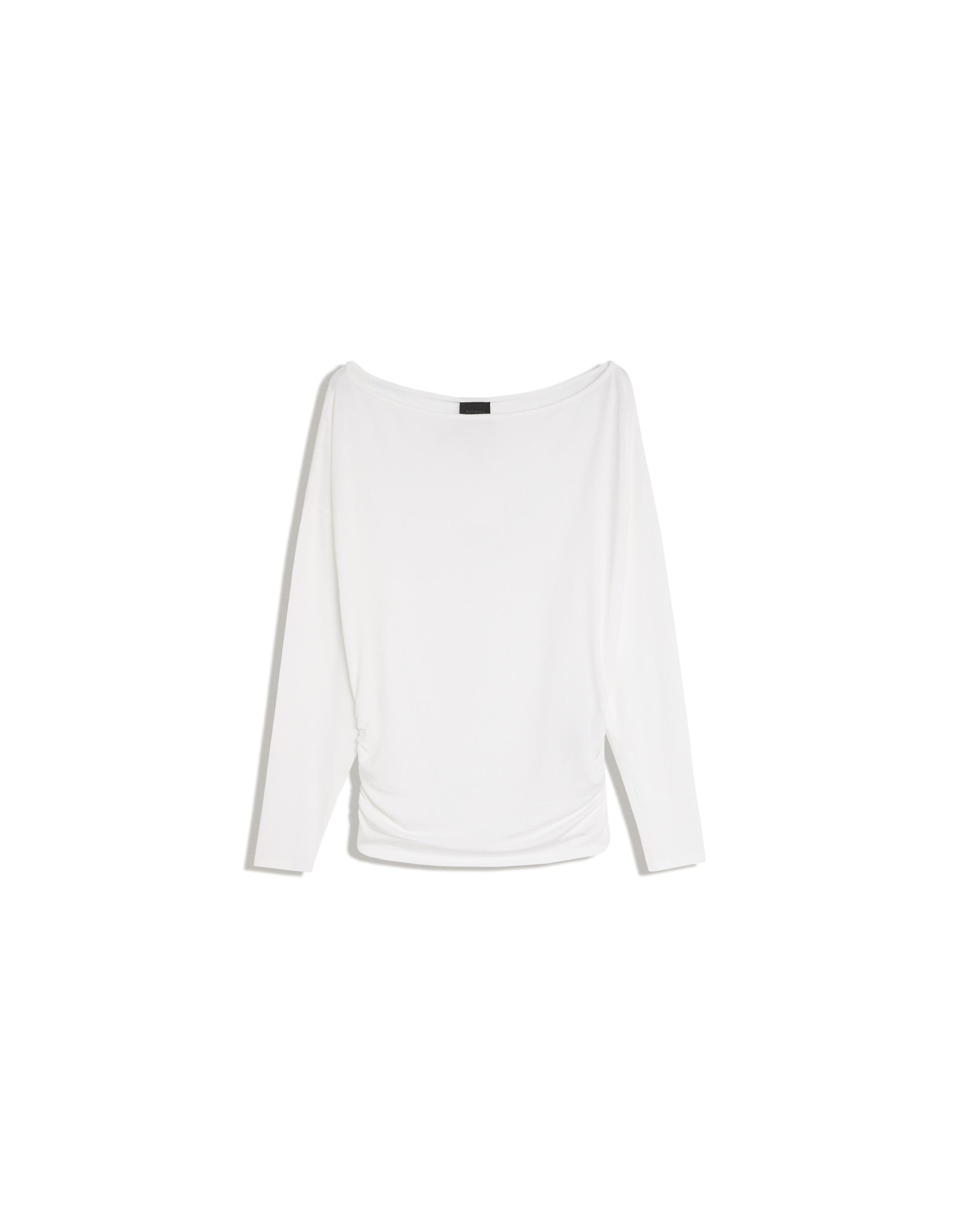 Asymmetric neck long-sleeved T-shirt — Off white