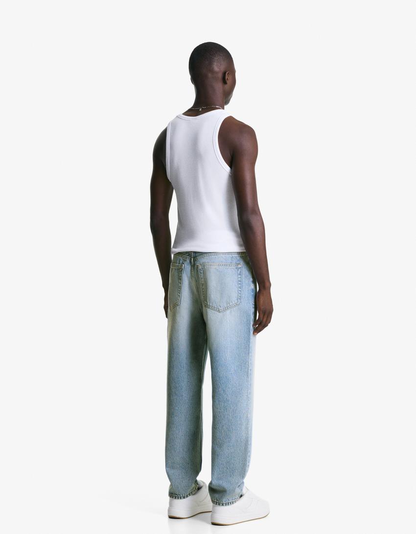 Tapered loose fit jeans-Light blue