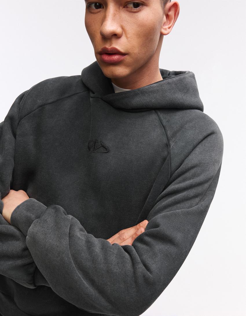 Felpa boxy fit cappuccio-Grigio