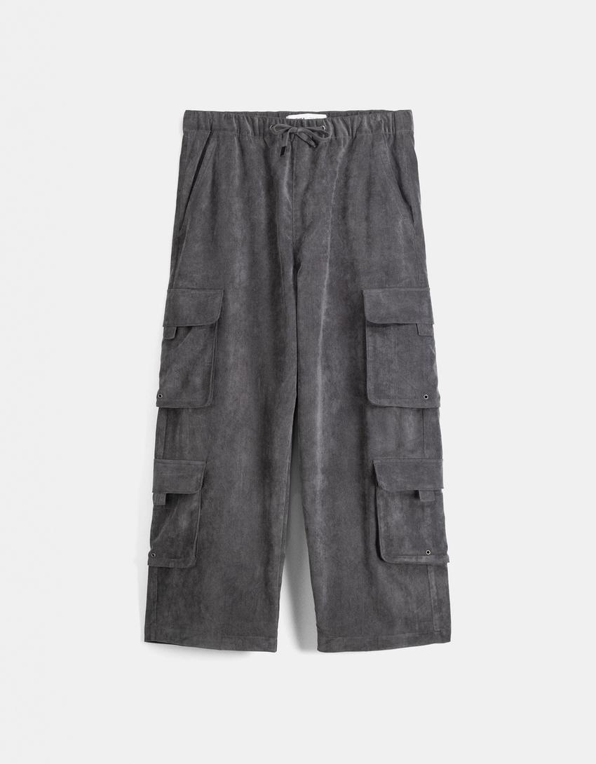 Pantalon chenille multifonction-Gris foncé-4