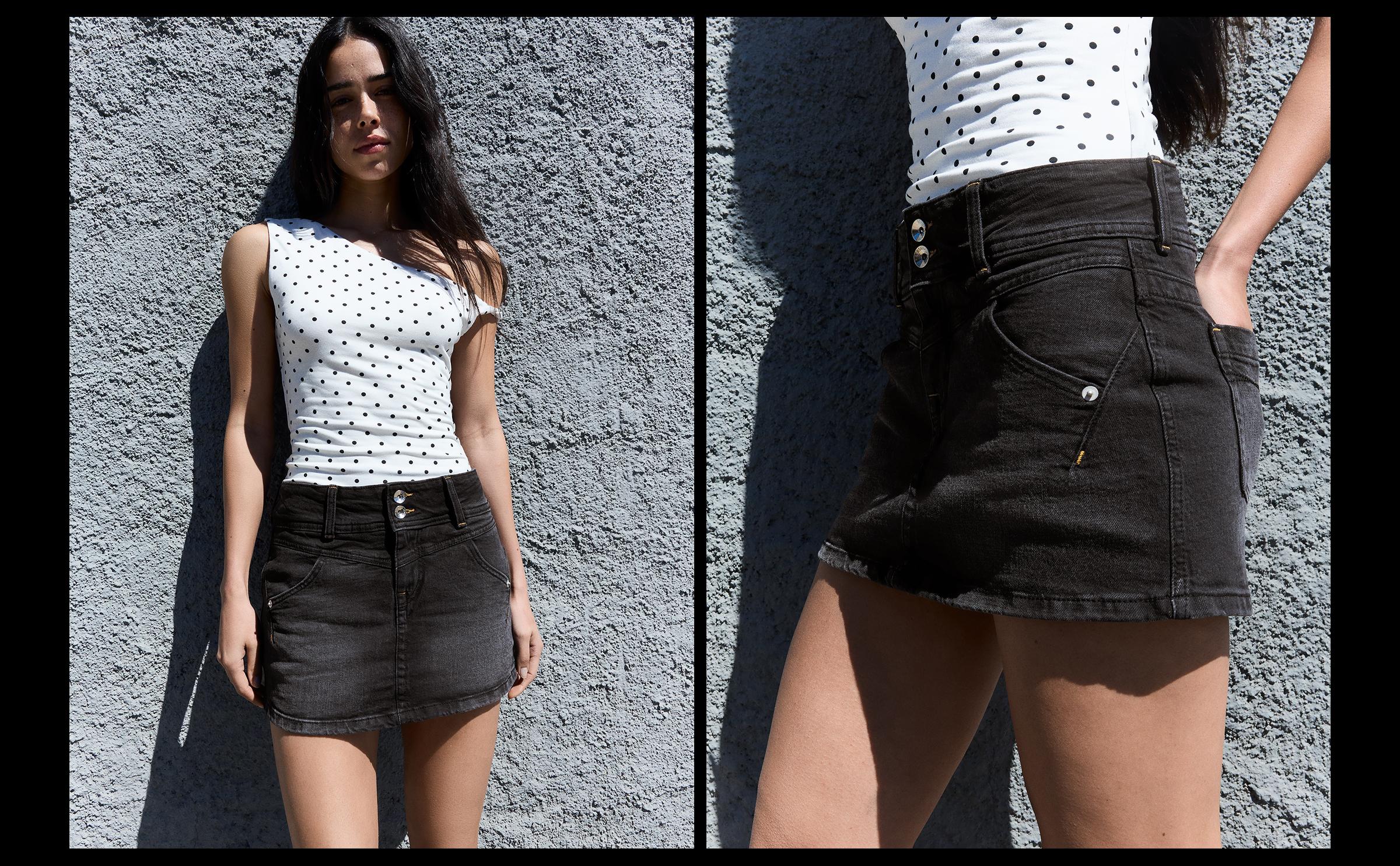 Denim skort — Black