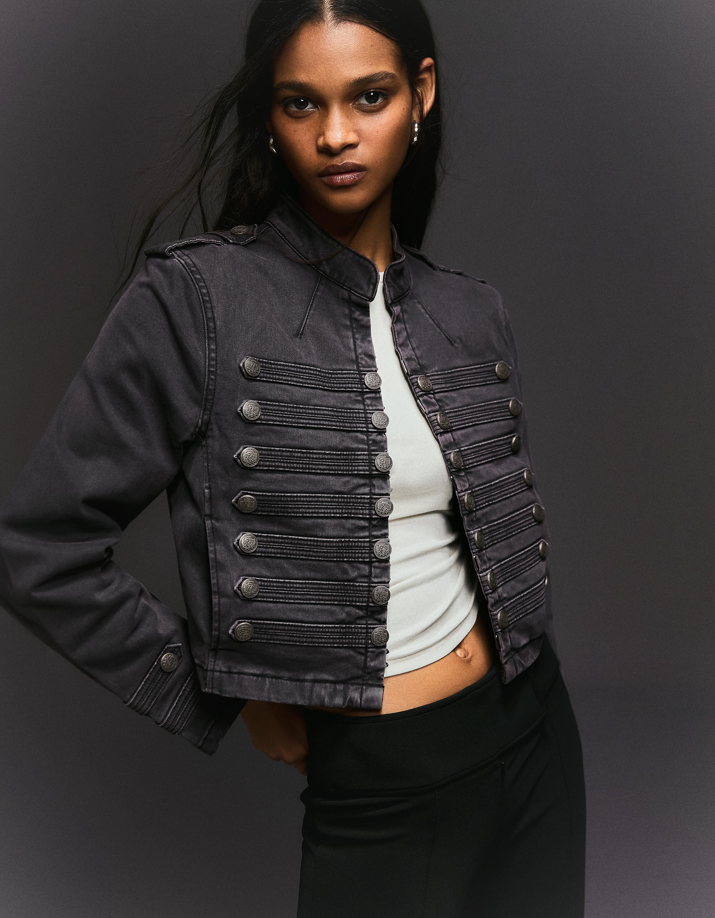 Bershka Jacke Mit Knöpfen Damen M Dunkelgrau