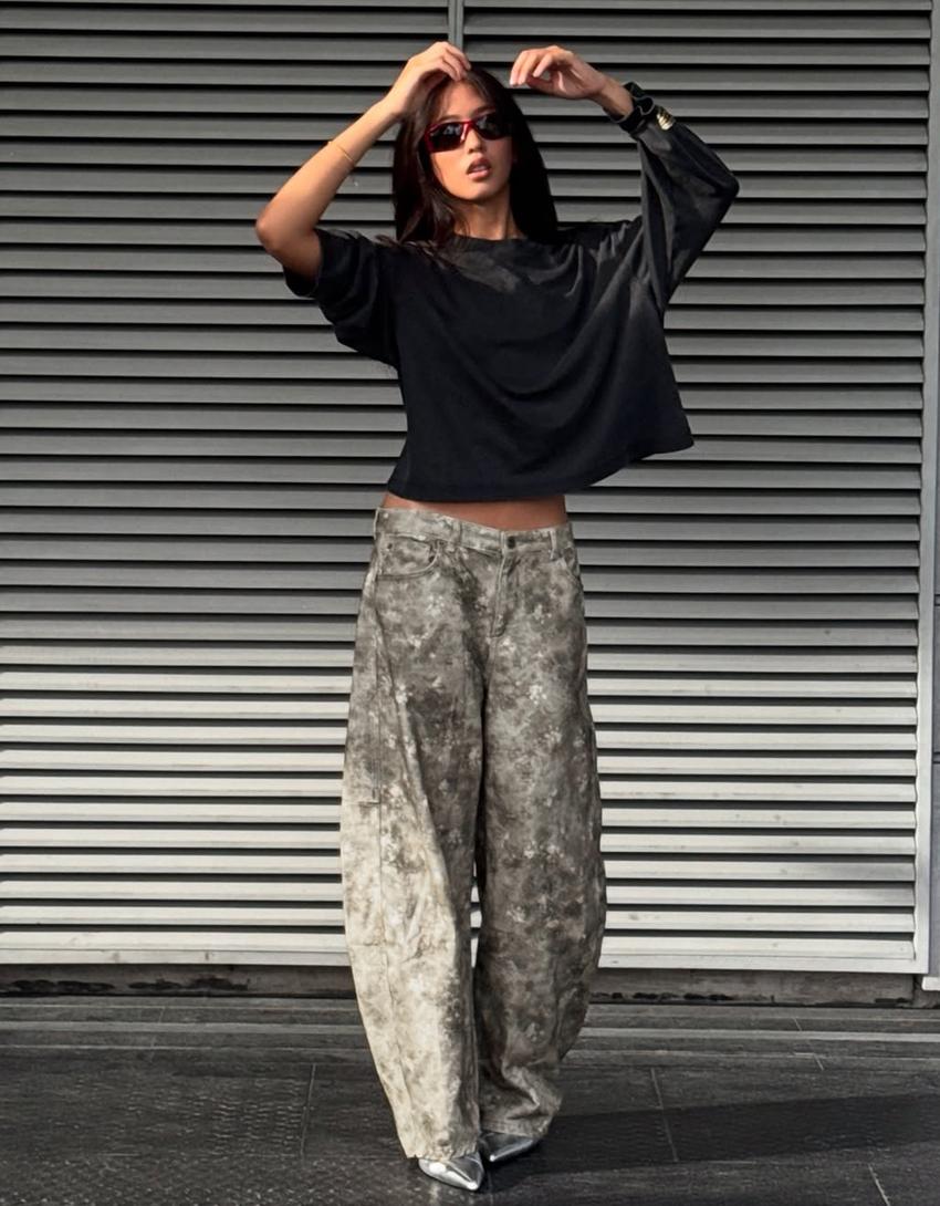 Pantalón barrel print-Multicolor