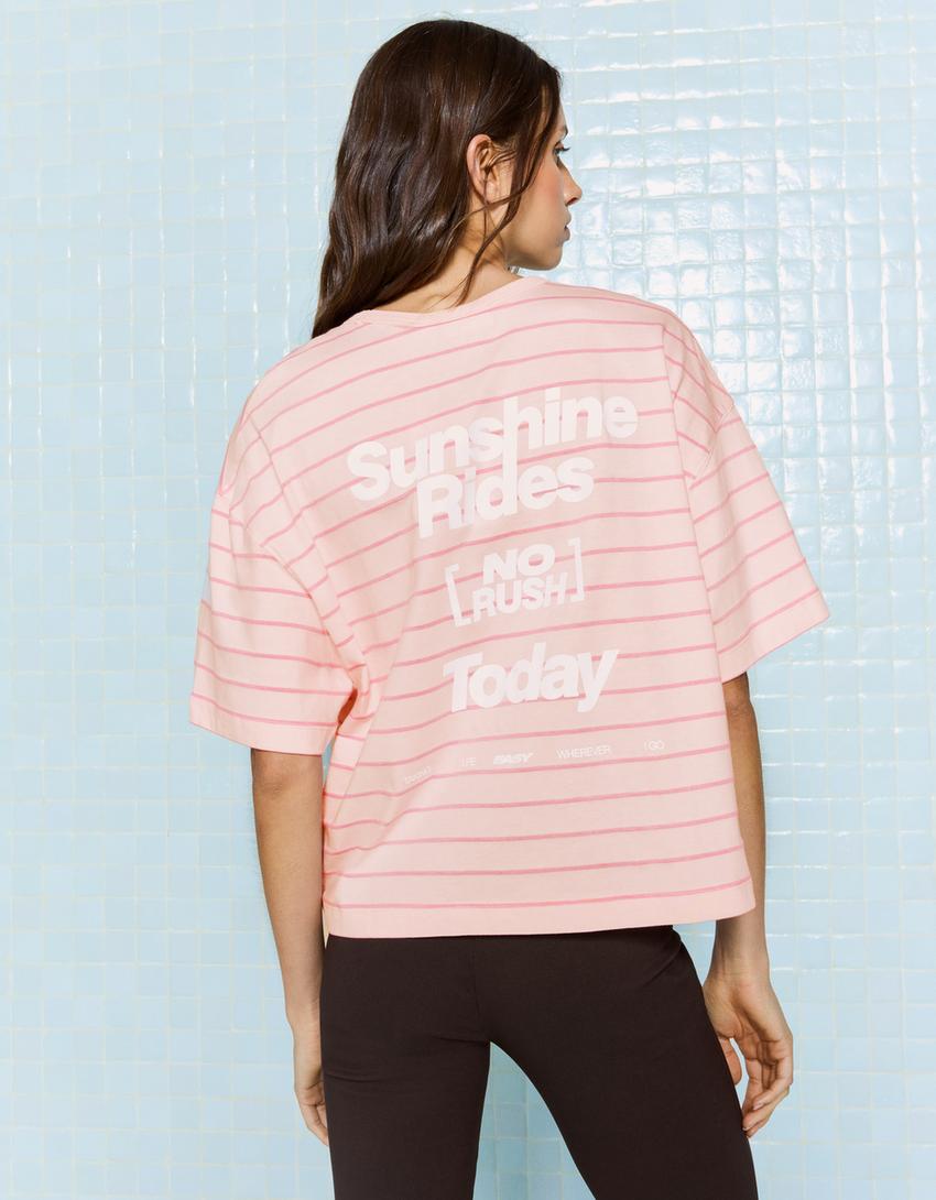 Oversize short sleeve printed T-shirt-Pink