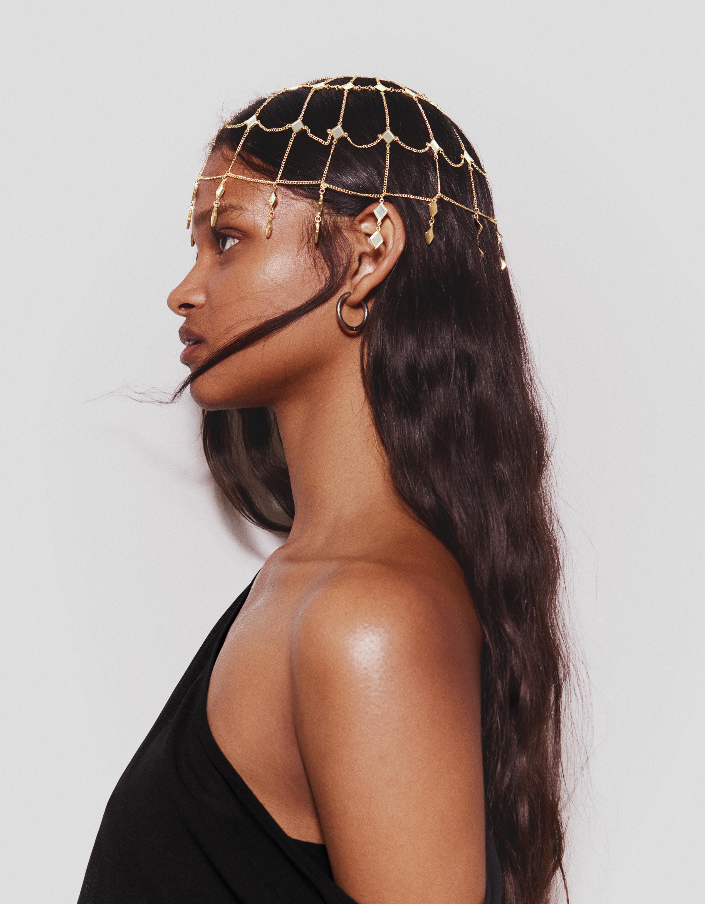 Casquete Cadena Y Espejos Mujer Oro