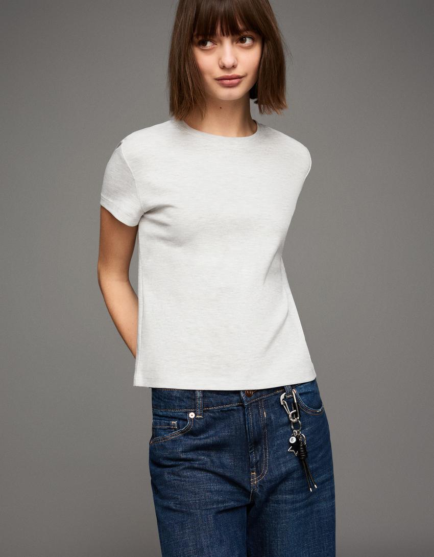 Heavy cotton kamiseta mahuka-motza-Grisa
