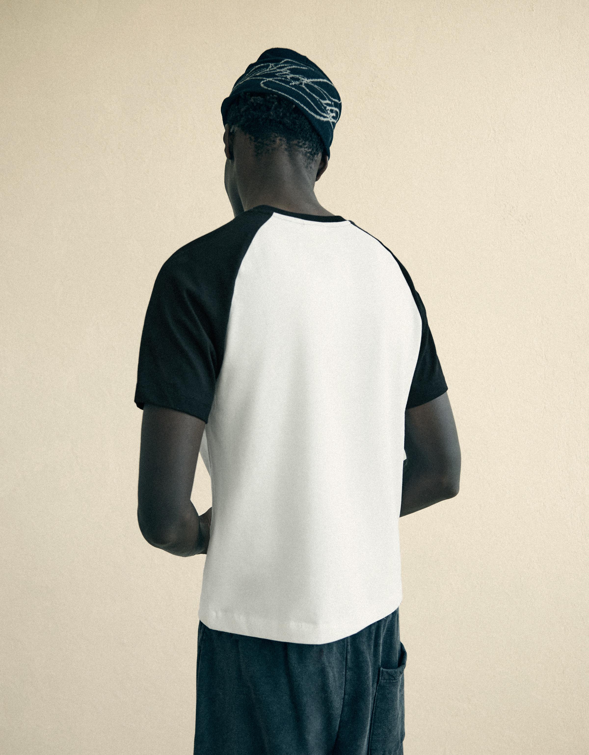 Short sleeve raglan print T-shirt — Off white