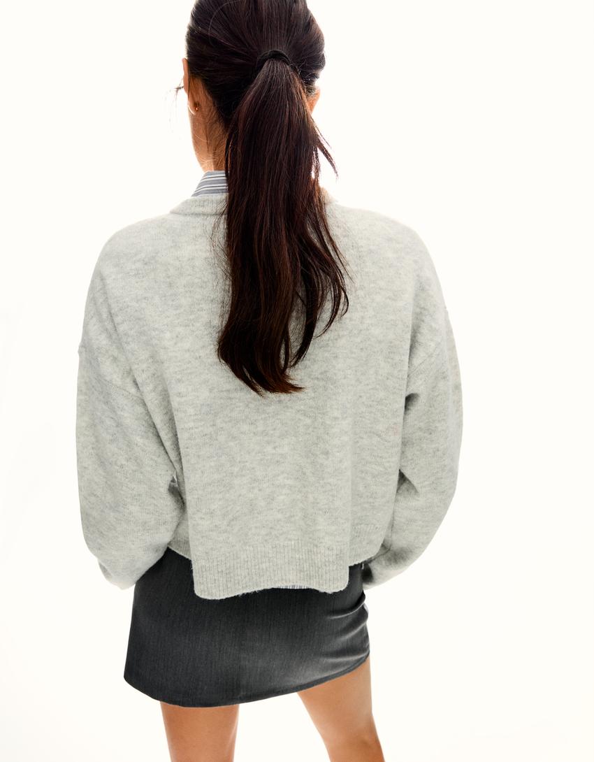Cárdigan botones soft touch-Gris