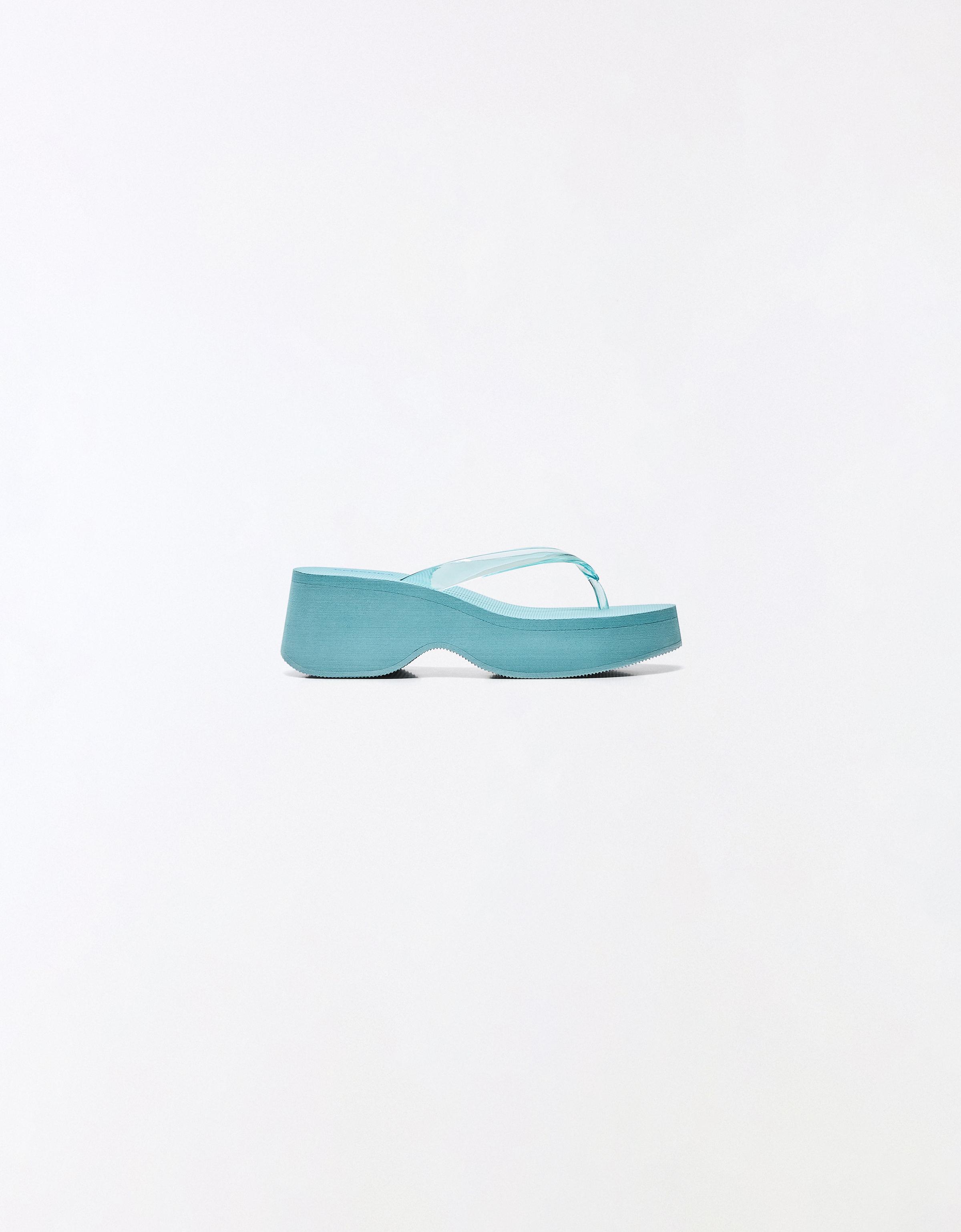 Vinyl thong platform sandals — BLUE
