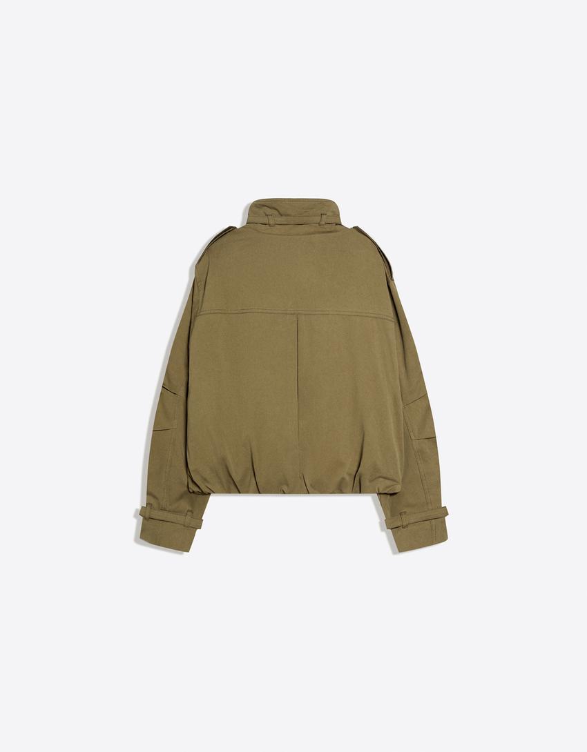 Jacket with ruched buckles-Khaki