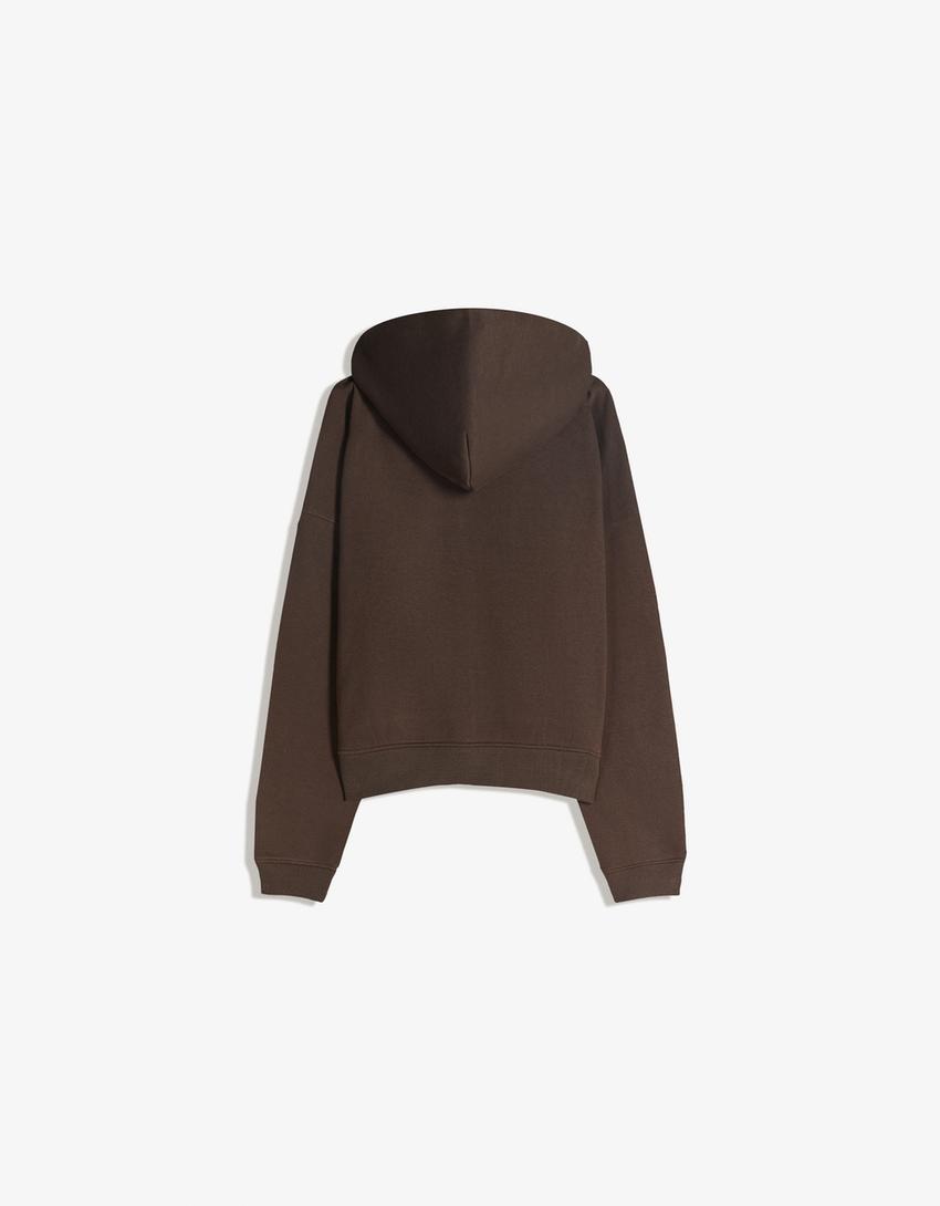 Sudadera cremallera oversize capucha-Marrón
