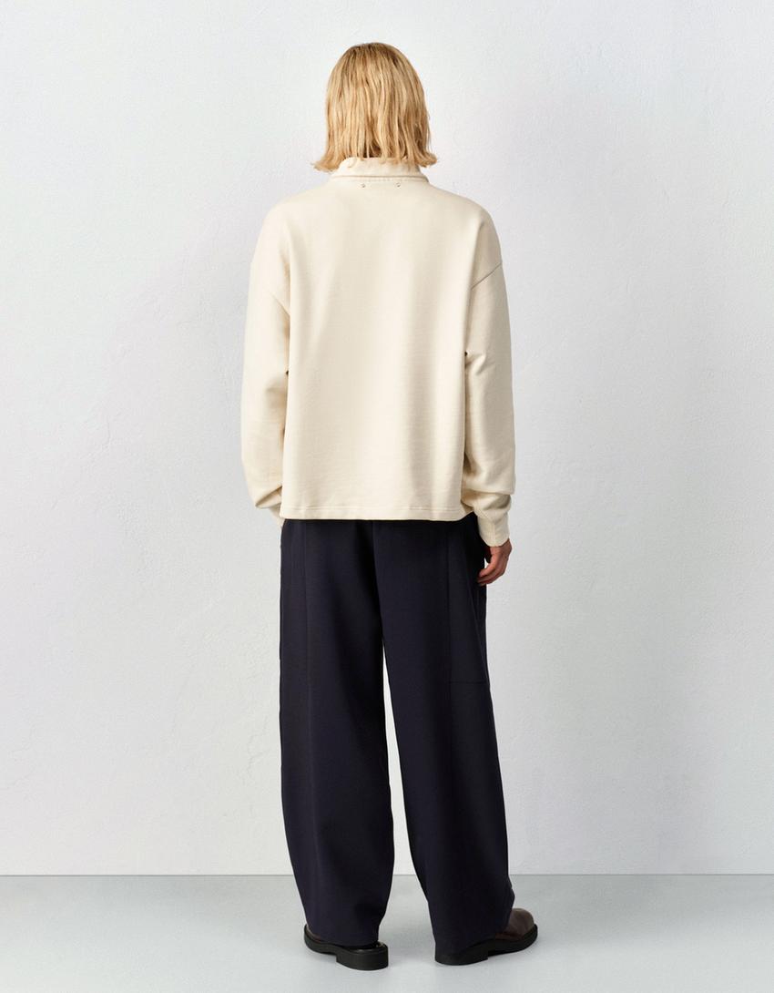 Pantaloni barrel fit con pinces tailored fit-Marino