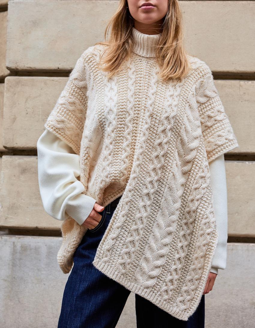 Braided High Neck Cape Jumper Women Bershka Braided High Neck Cape Jumper Women Bershka