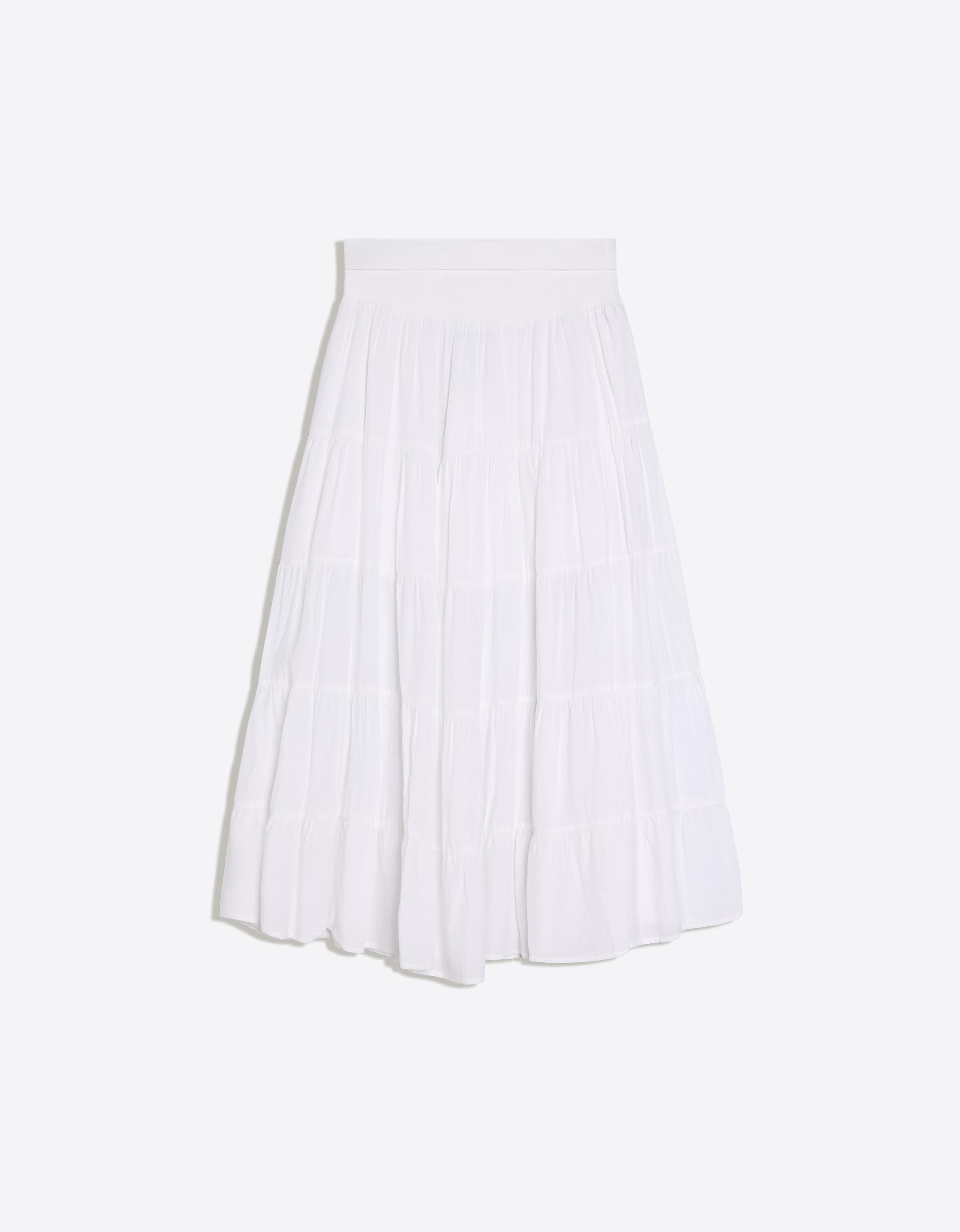 Fold-over waist midi skirt — White