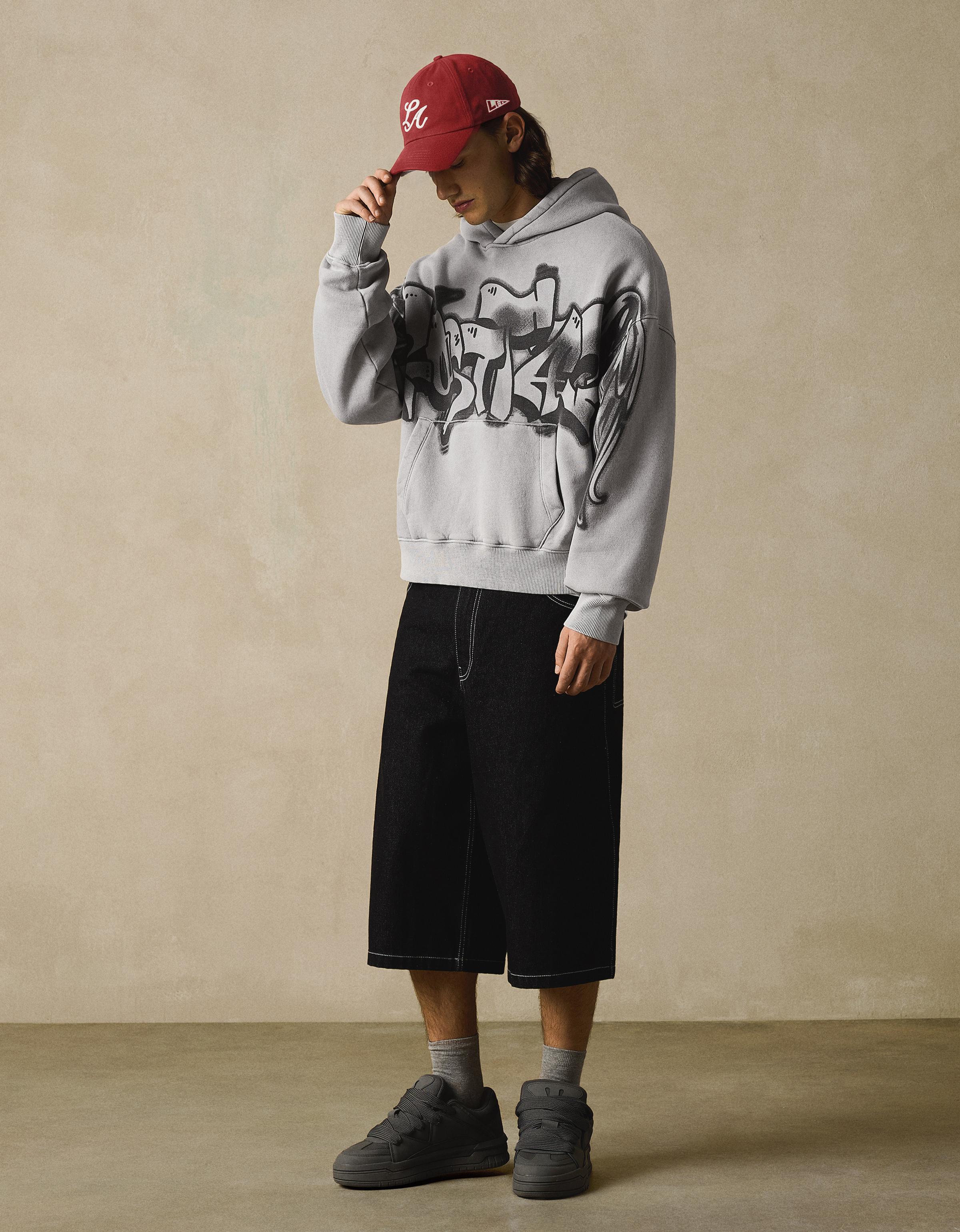 Baskılı kapüşonlu sweatshirt - Görsel 10