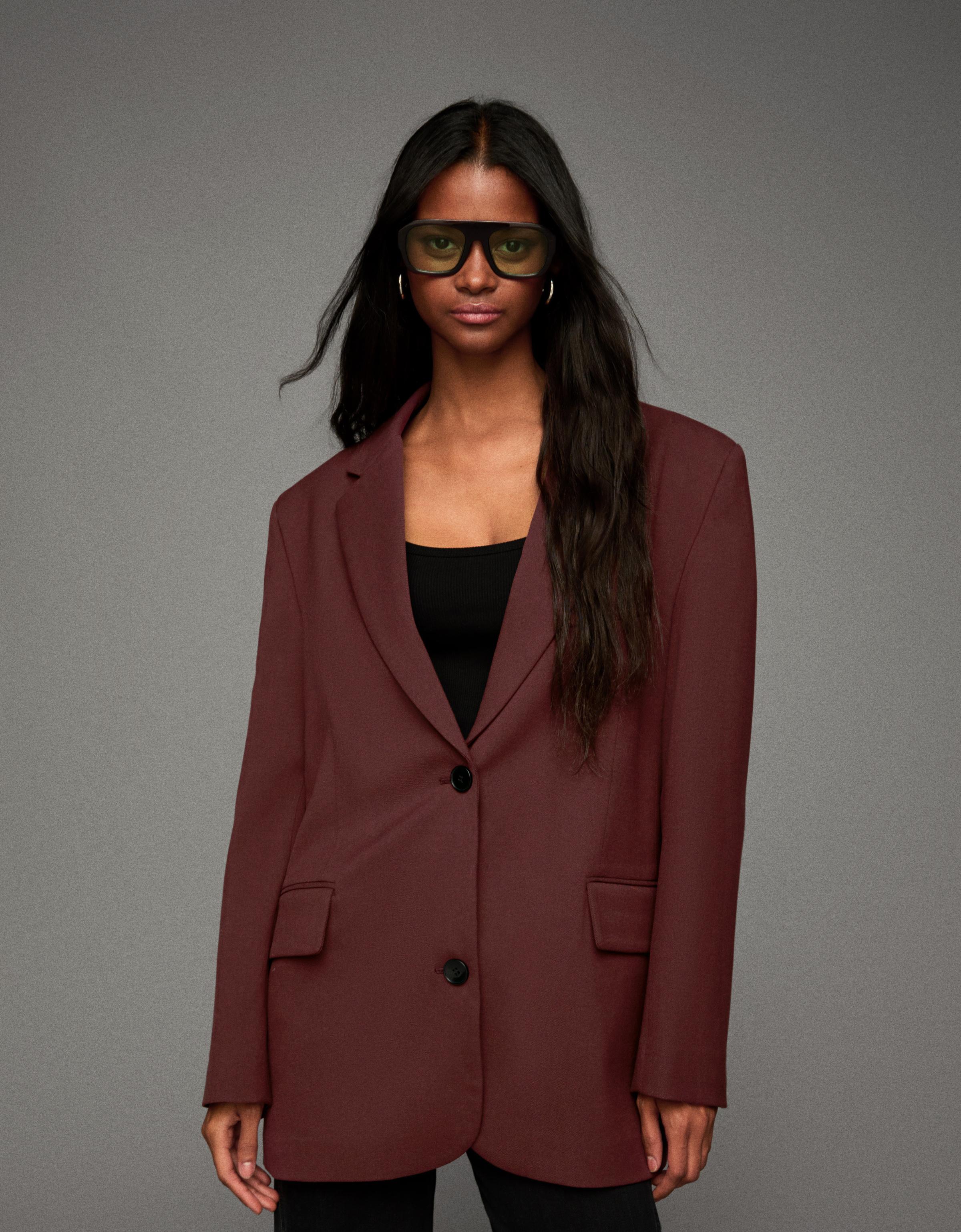 Bershka Oversize-Blazer Damen S Rot