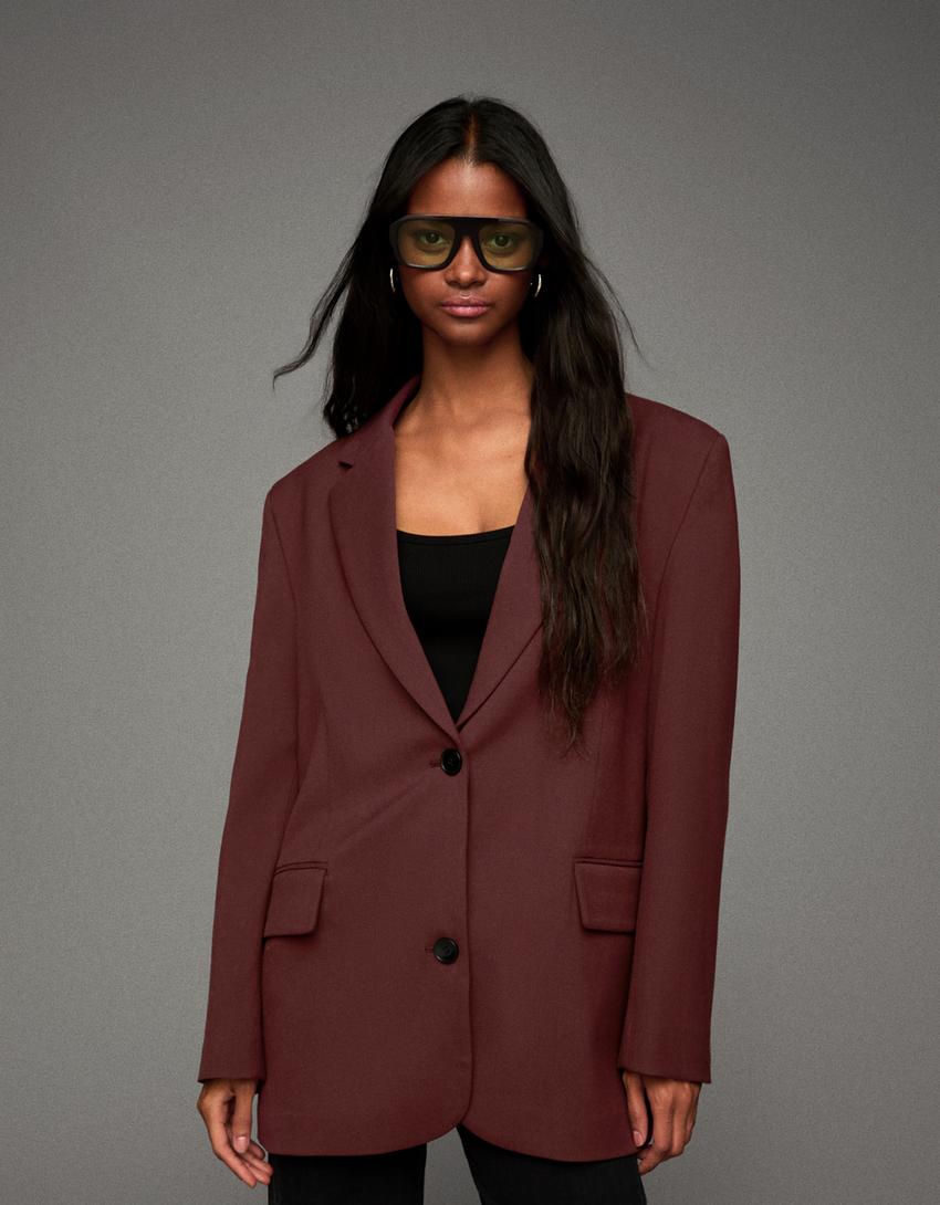 Blazer oversize Cazadoras y trench Mujer Bershka
