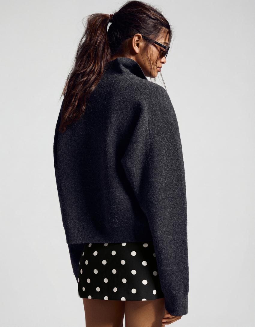 Falda pantalón mini hebilla-Blanco / Negro